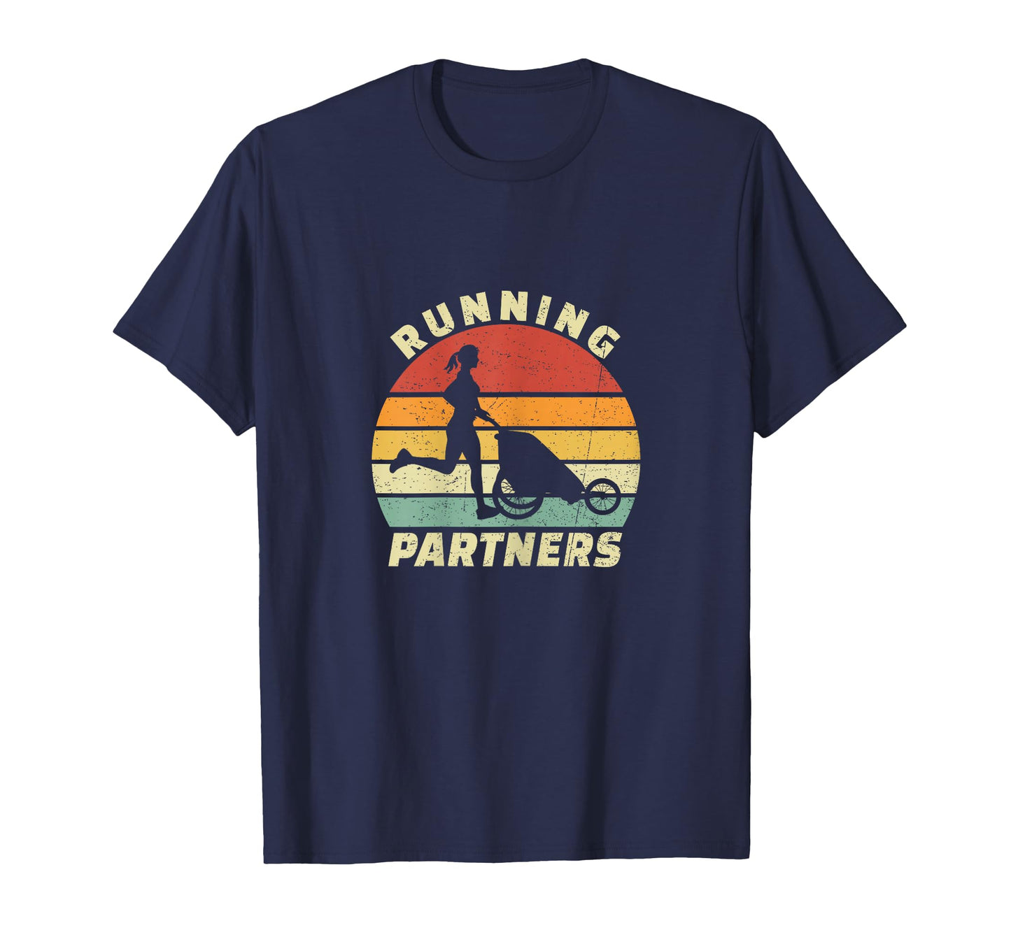 Vintage Running Partners Buggy Baby Stroller Mom Runner T-Shirt