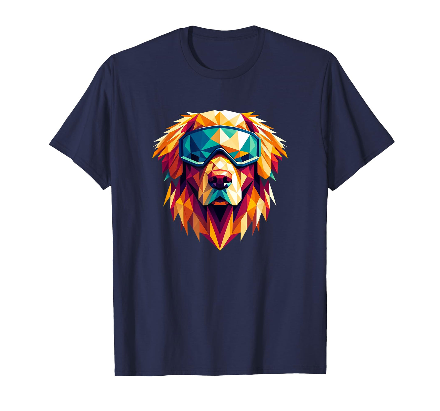 Golden Retriever Dog Wearing Ski Snowboard Goggles Geometric T-Shirt