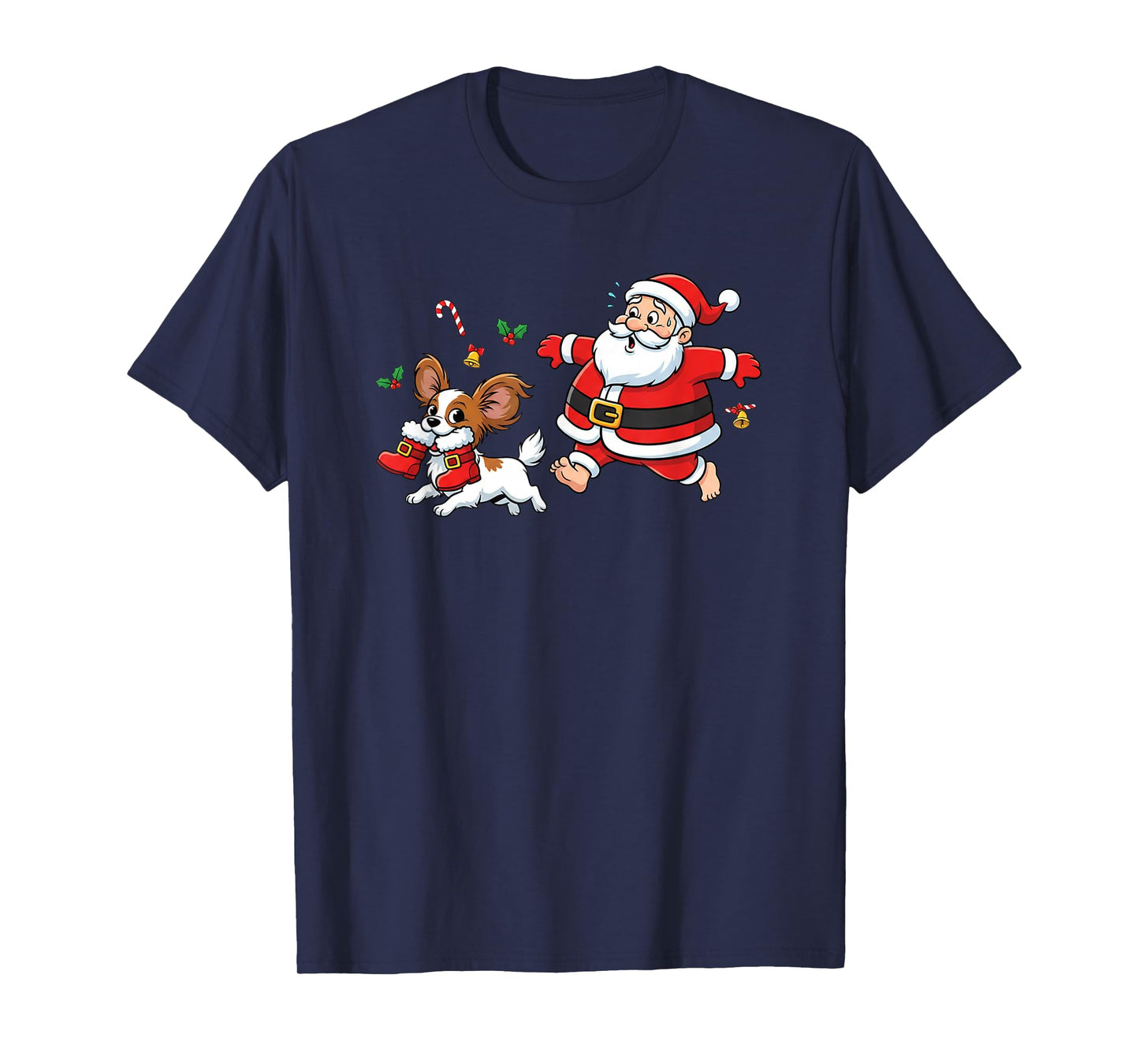 Funny Papillon Santa Claus Boots Christmas Womens Mens Kids T-Shirt