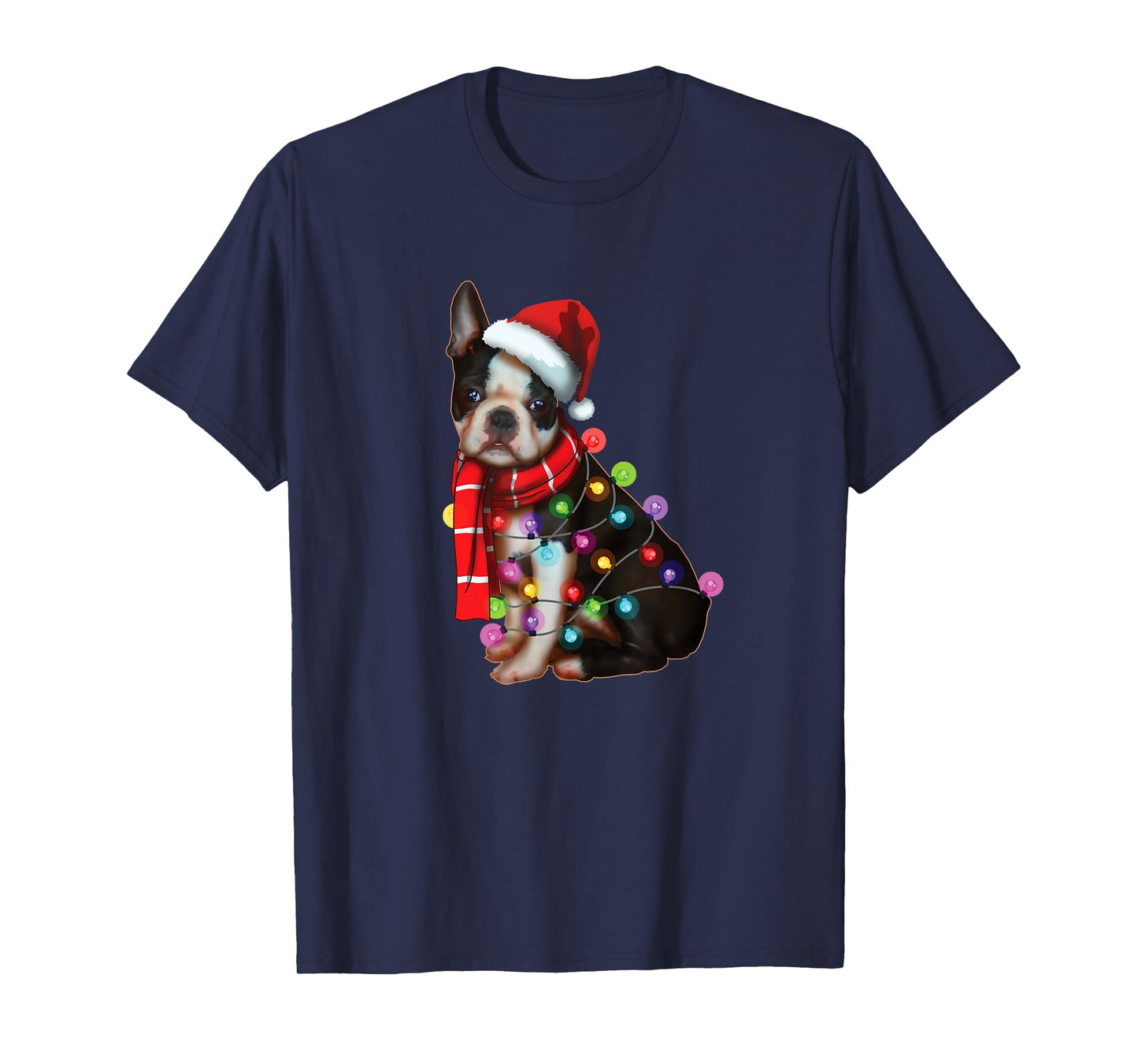 Christmas Santa Dog, Boston Terrier, Dog Lovers, Xmas T-Shirt