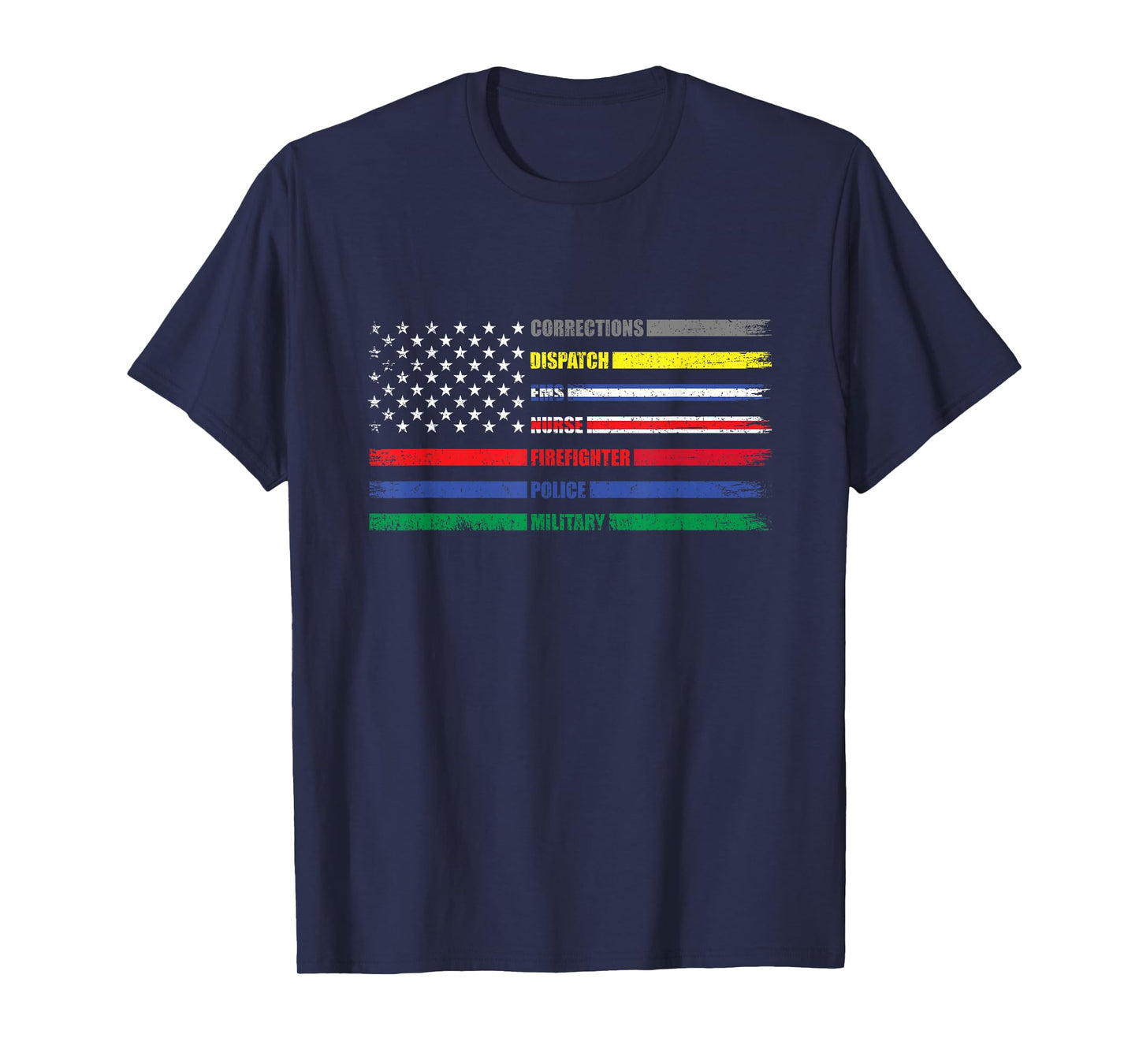First Responder American Flag EMS POLICE NURSE MILATARY FIRE T-Shirt