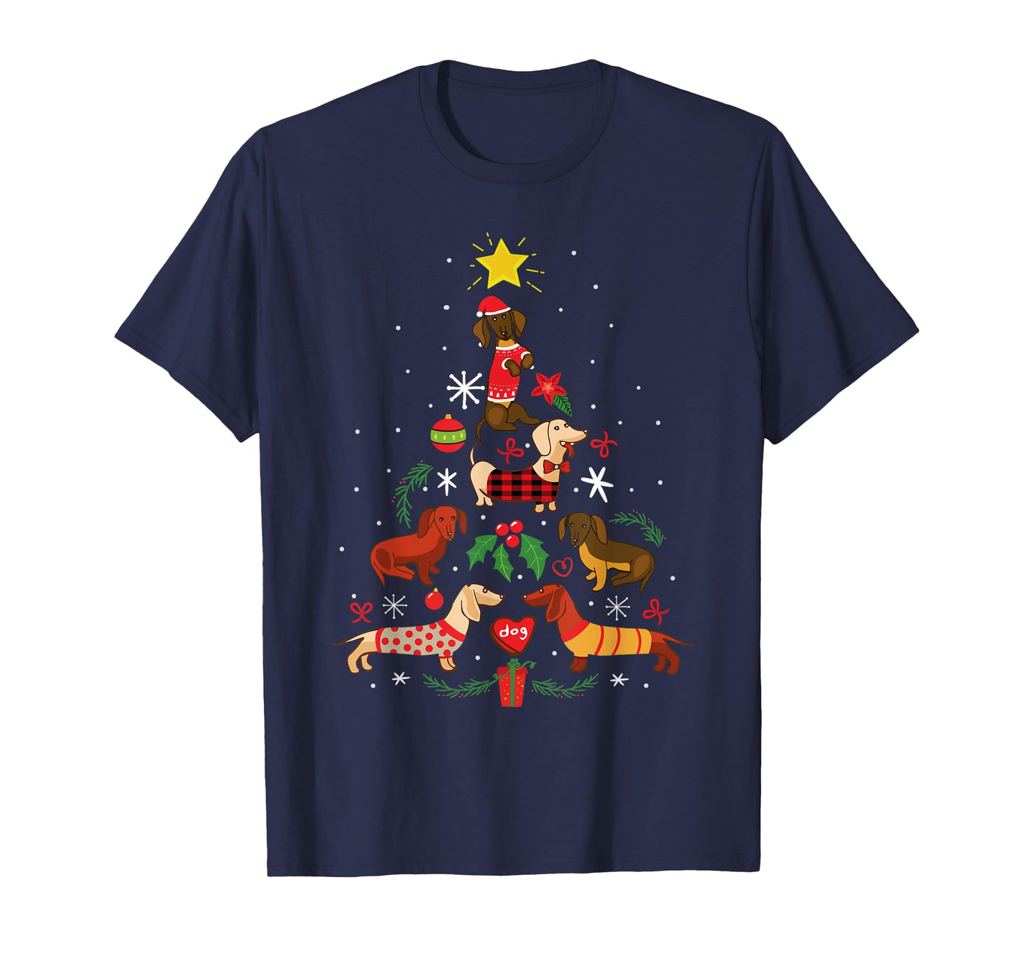 Funny Dachshund Christmas Tree Ornament Decor Gift T-Shirt