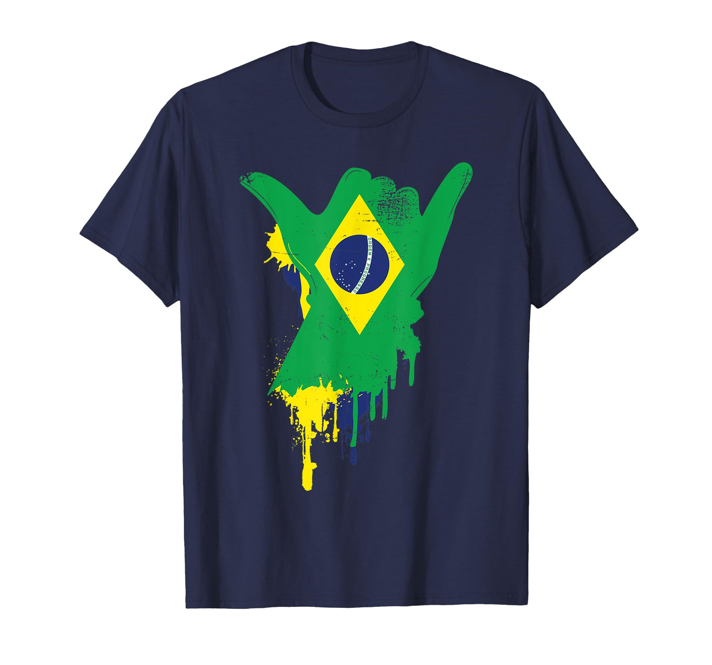 Shaka Sign Vintage Brazil Flag - Surfing & Surf T-Shirt