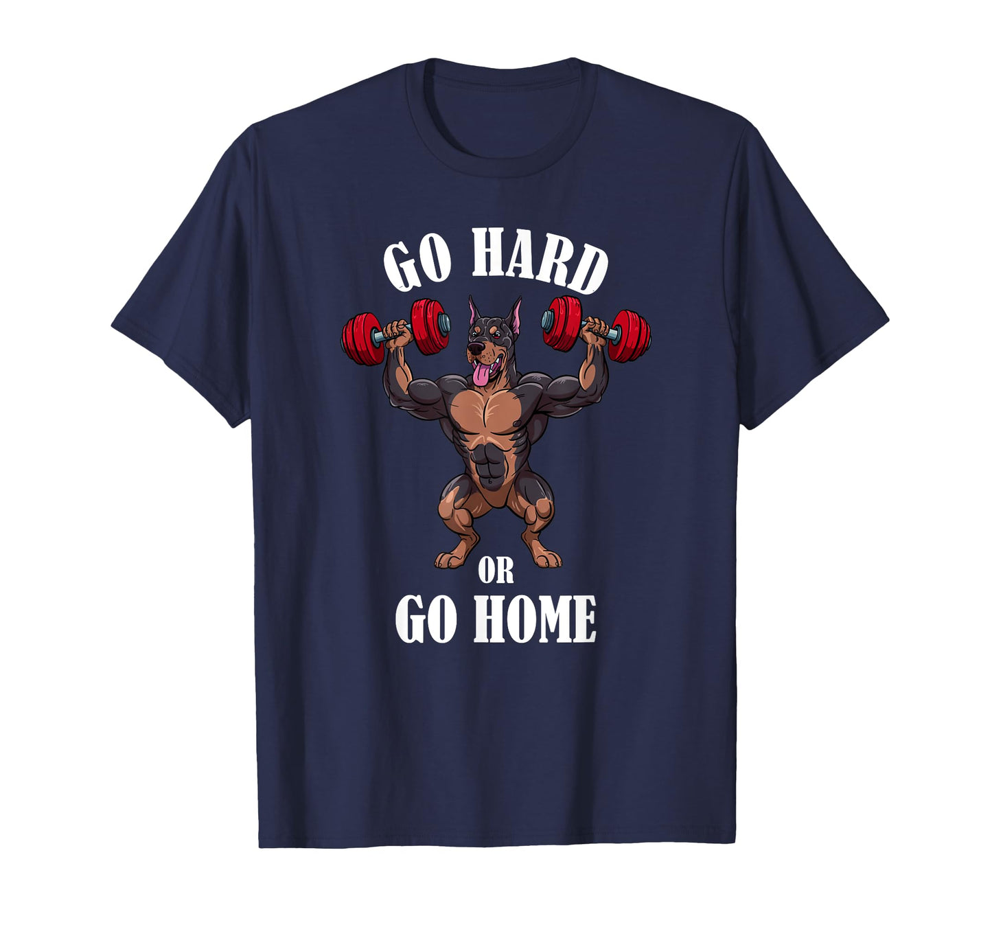 Doberman Pinscher Workout Dumbbells Weightlifting Funny Gym T-Shirt
