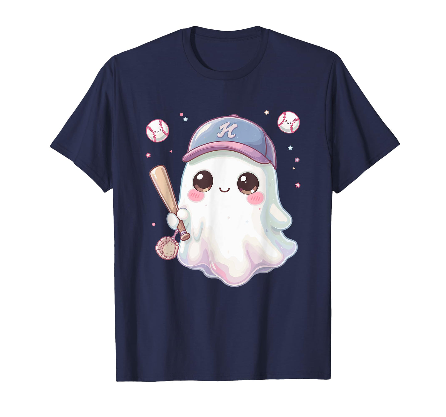 Ice Cream Drip Baseball Cute Spooky Ghost Design for Kids T-Shirt