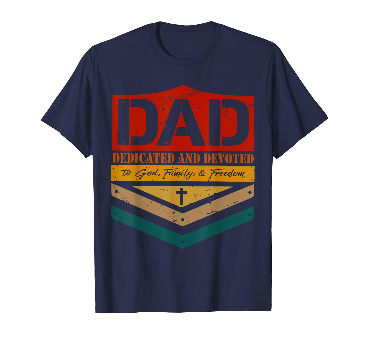 Vintage Dad Dedicated & Devoted Happy Fathers Day Christian T-Shirt