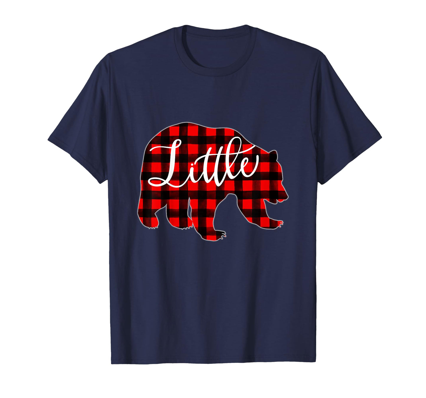 Kids Red Plaid Little Bear Matching Family Christmas Eve Buffalo T-Shirt