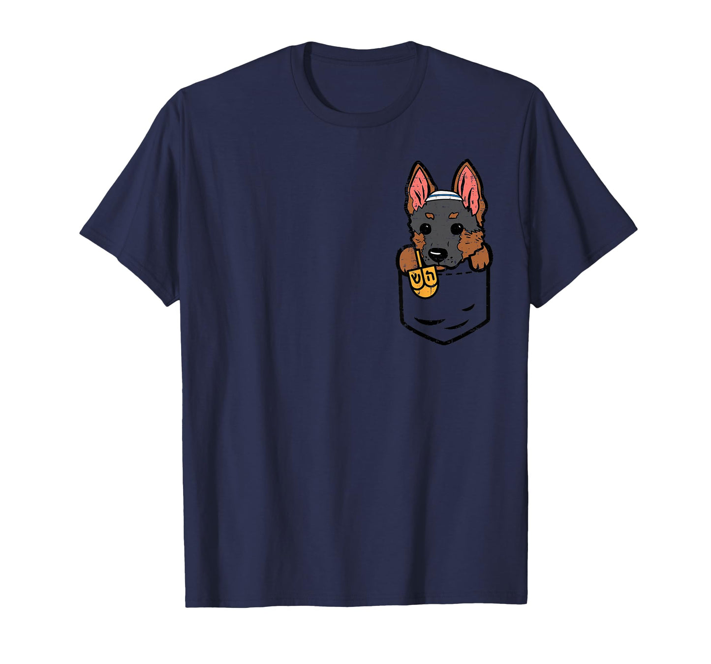 Pocket German Shepherd Dog Hanukkah Pajamas Chanukah PJs T-Shirt