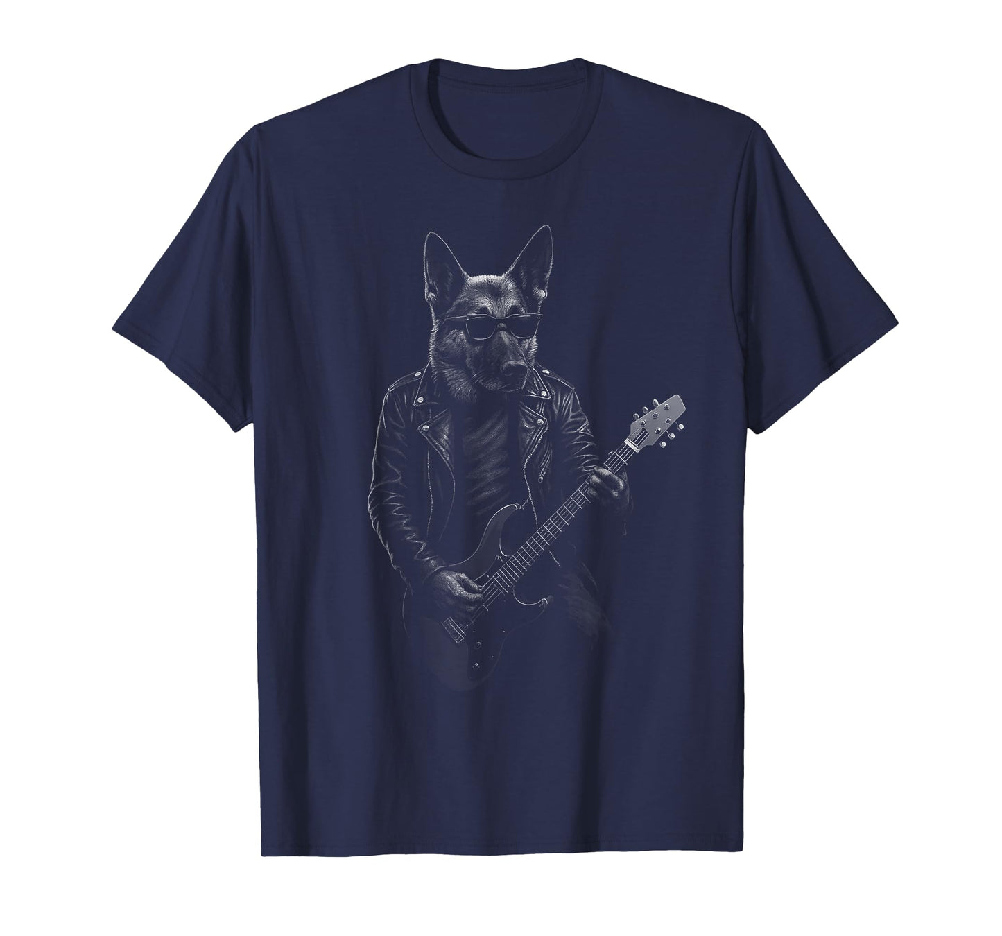 German Shepherd Playing Guitar Rock Music Dog Lover T-Shirt