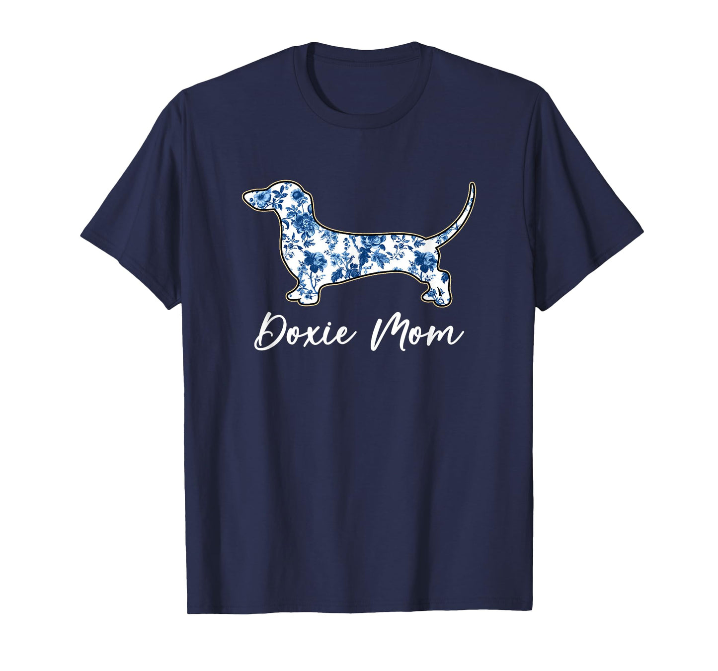 Dachshund Mom Doxie Dog Blue Chinoiserie Dog Lover Women T-Shirt