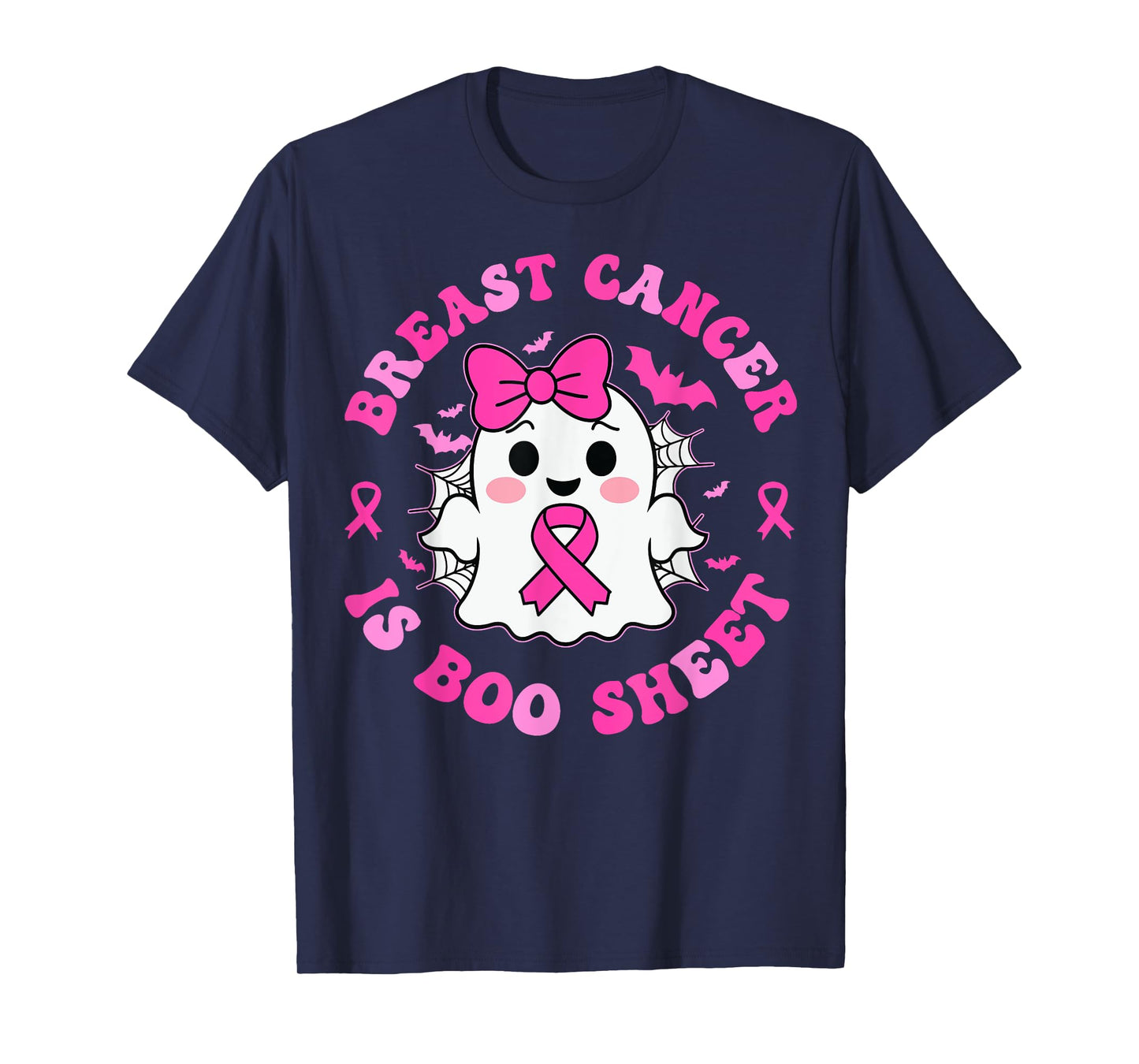 Groovy Breast Cancer is Boo Sheet Awareness Halloween Ghost T-Shirt