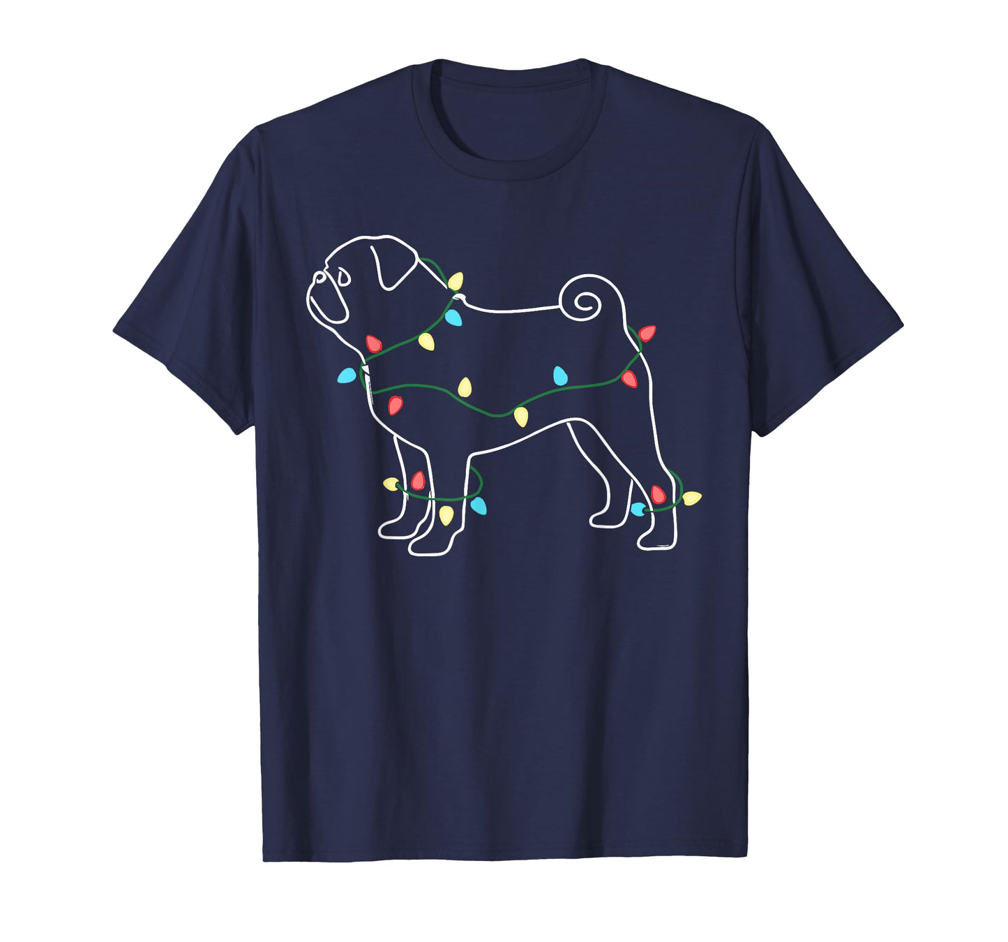 Funny Pug Dog Christmas Outfit, Pug Christmas Lights T-Shirt