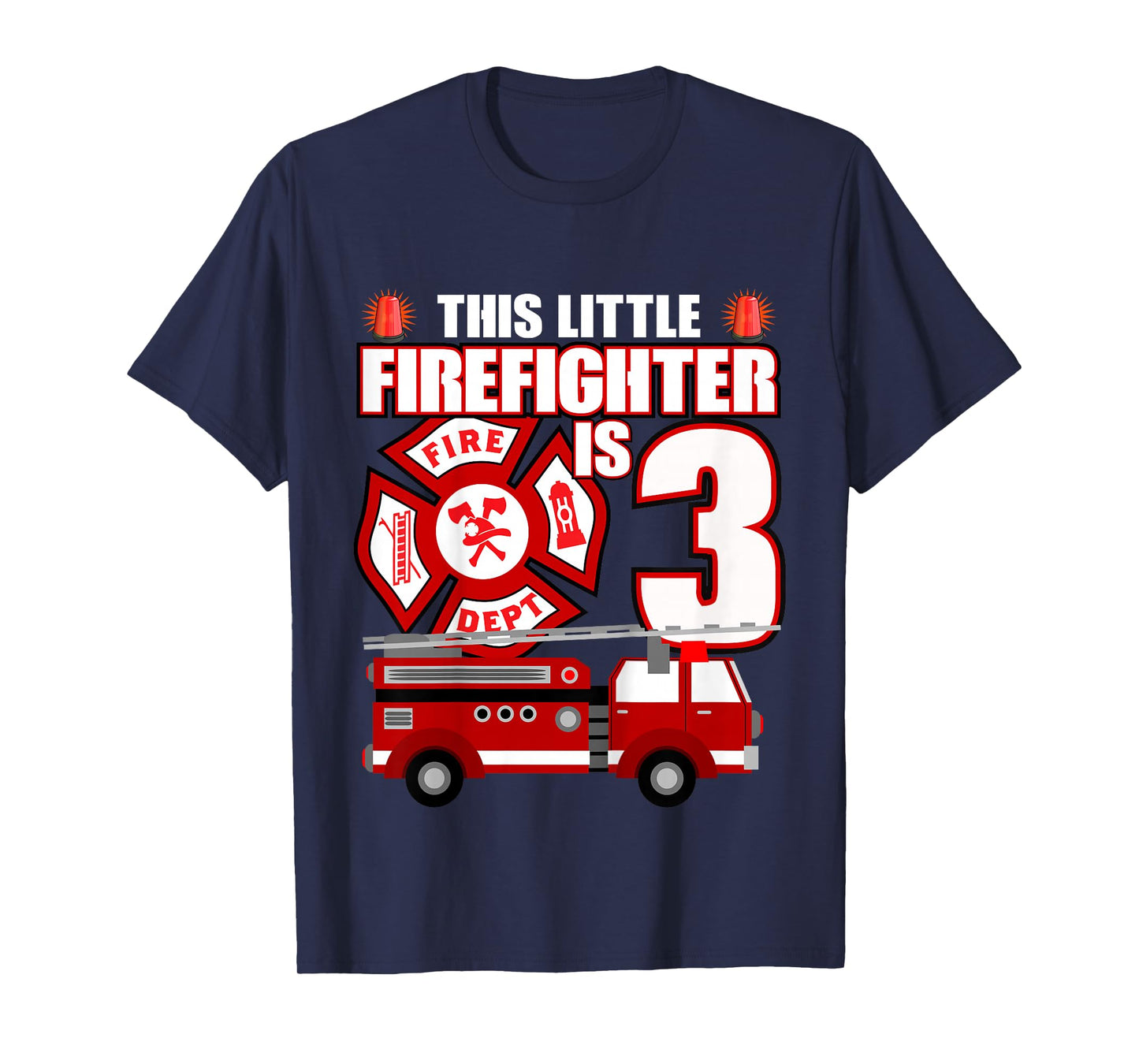 3 Year Old Firefighter Birthday Party Fire Truck 3rd Gift T-Shirt