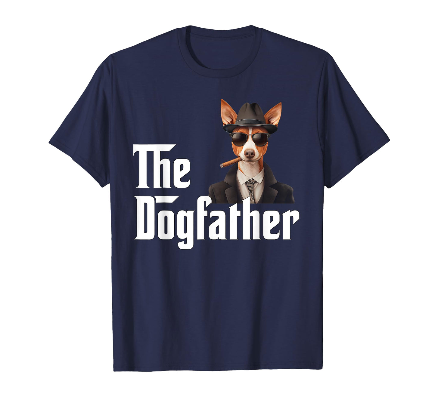 Funny Basenji Dog Dad Design - The Dogfather T-Shirt