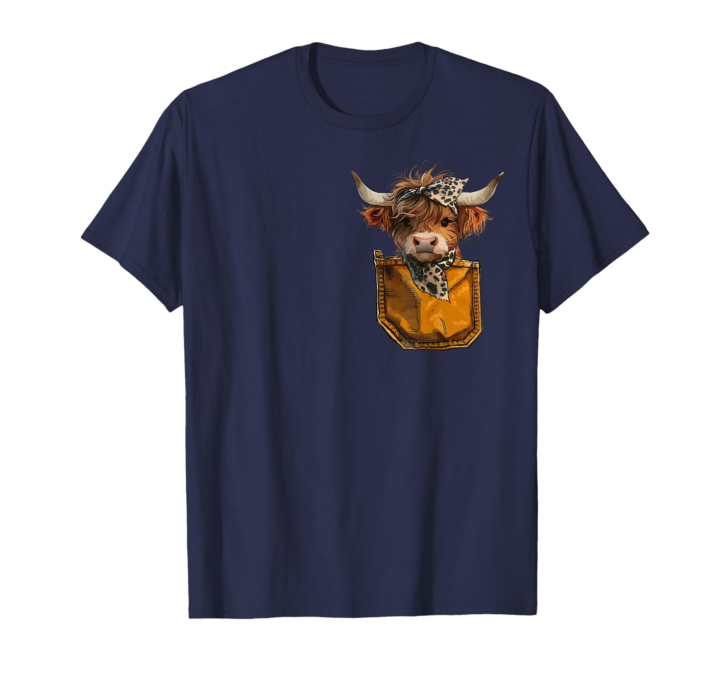 Cute Scottish Highland Pocket Cow T-Shirt