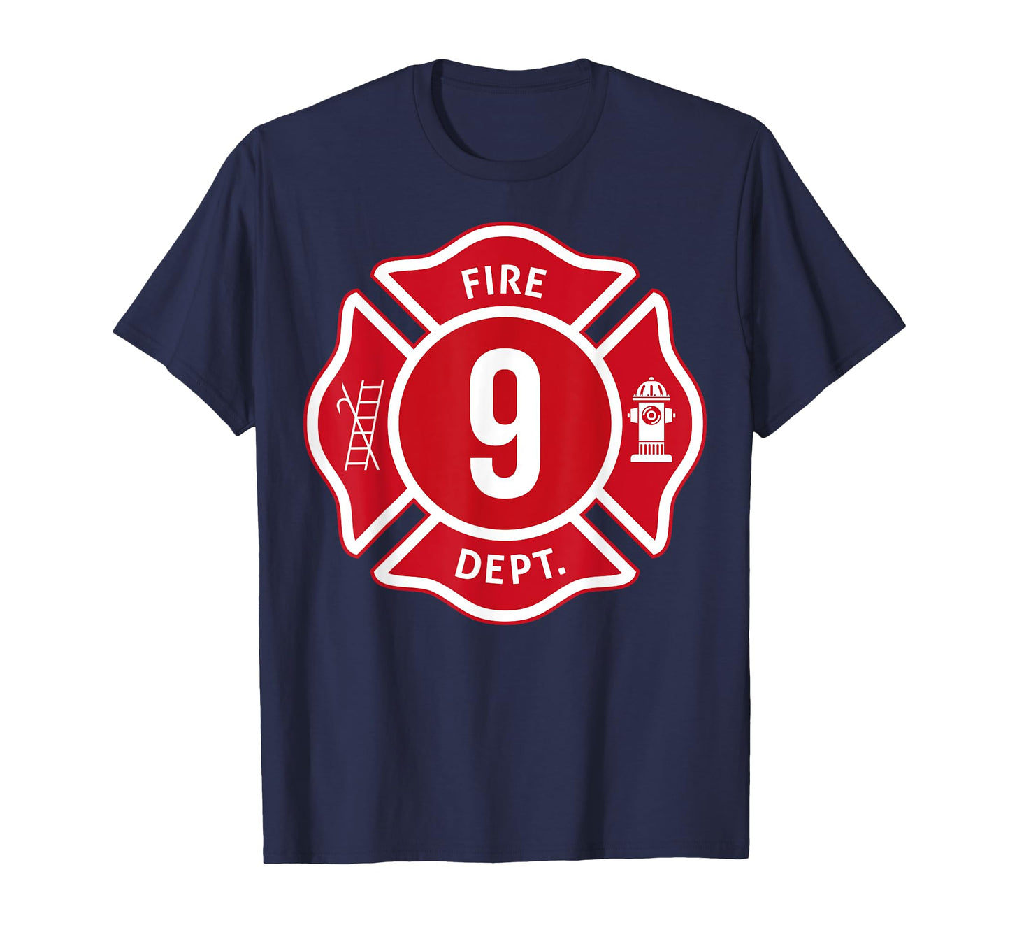 Kids Fire Truck 9th Birthday Boy Firefighter 9 Year Old T-Shirt