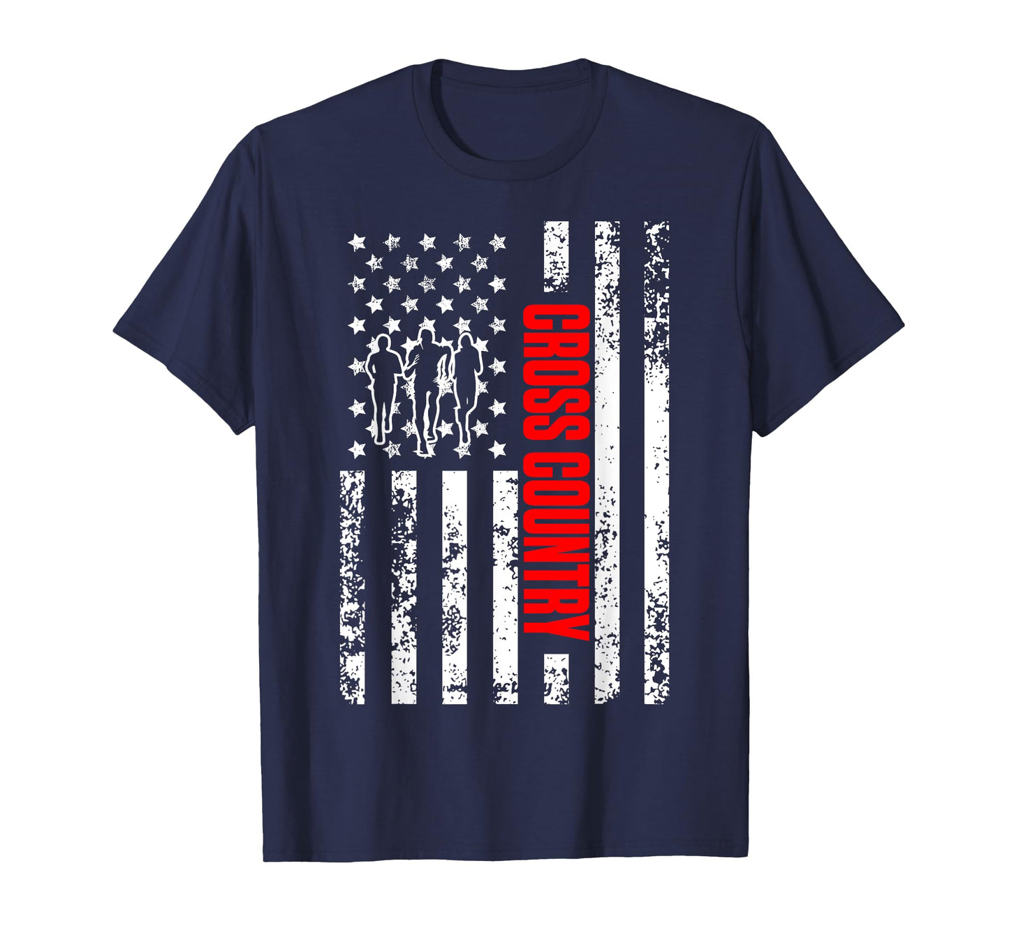 US American Flag Sports Patriotic Cross Country Running Women Girls Kids Men T-Shirt