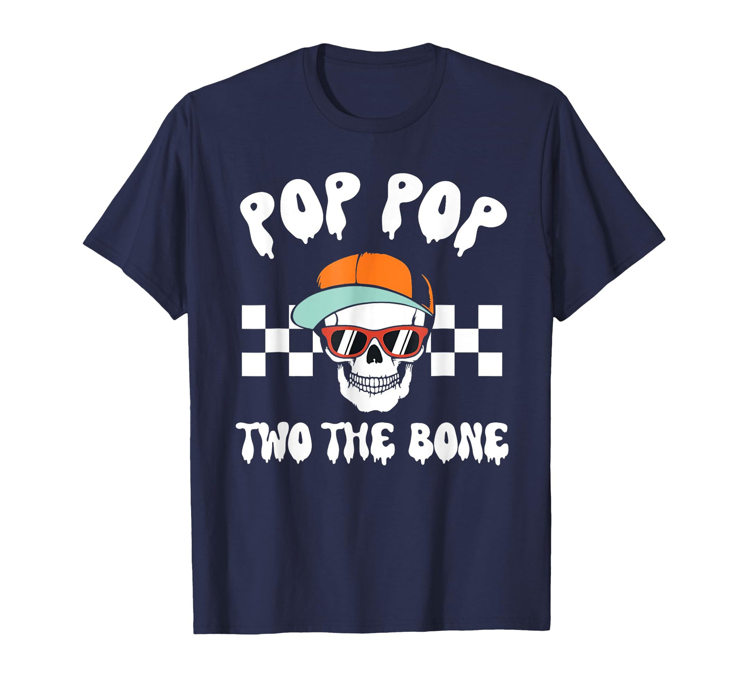 Pop Pop Two The Bone Skeleton Halloween 2nd Birthday Poppy T-Shirt