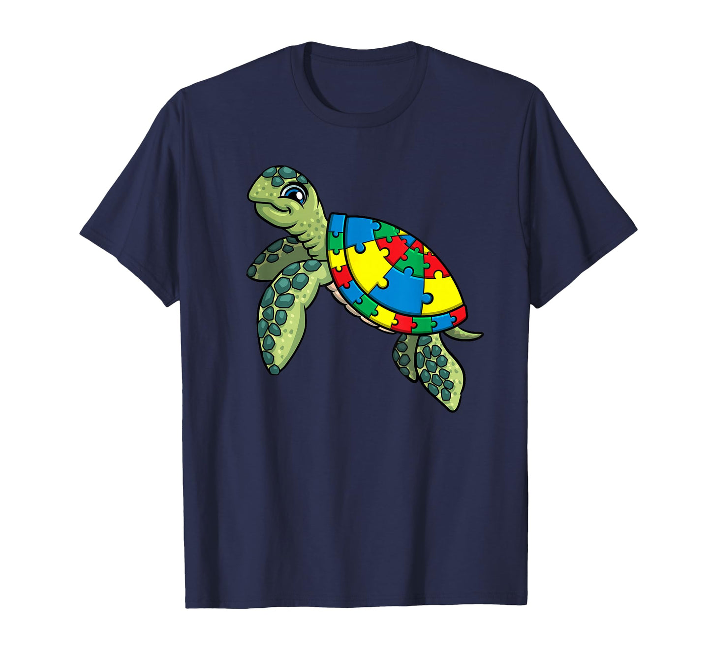 Turtle Puzzle Pieces For Autism Awareness Kids Women Teacher T-Shirt