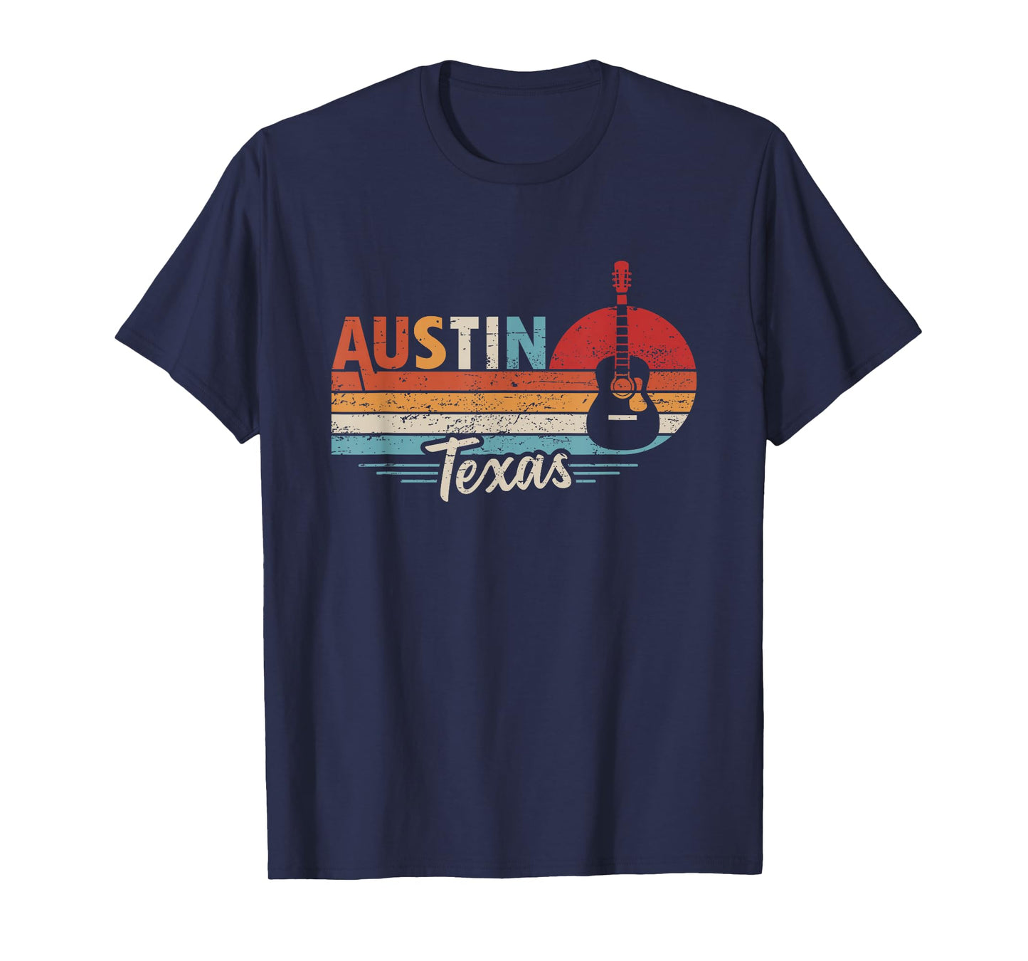 Retro Austin Texas Guitar Music T-Shirt