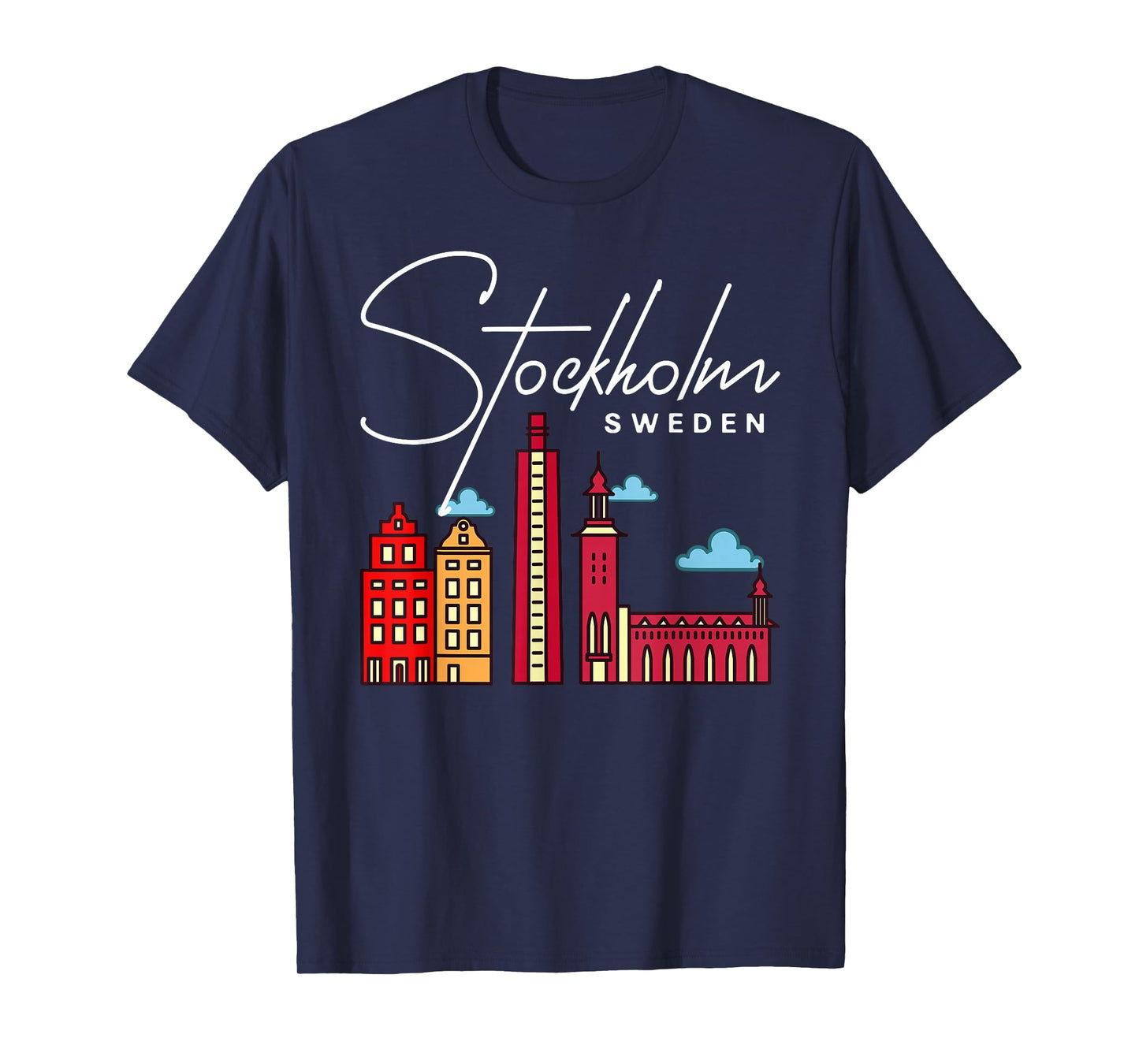 Stockholm Sweden City Skyline Map Travel T-Shirt