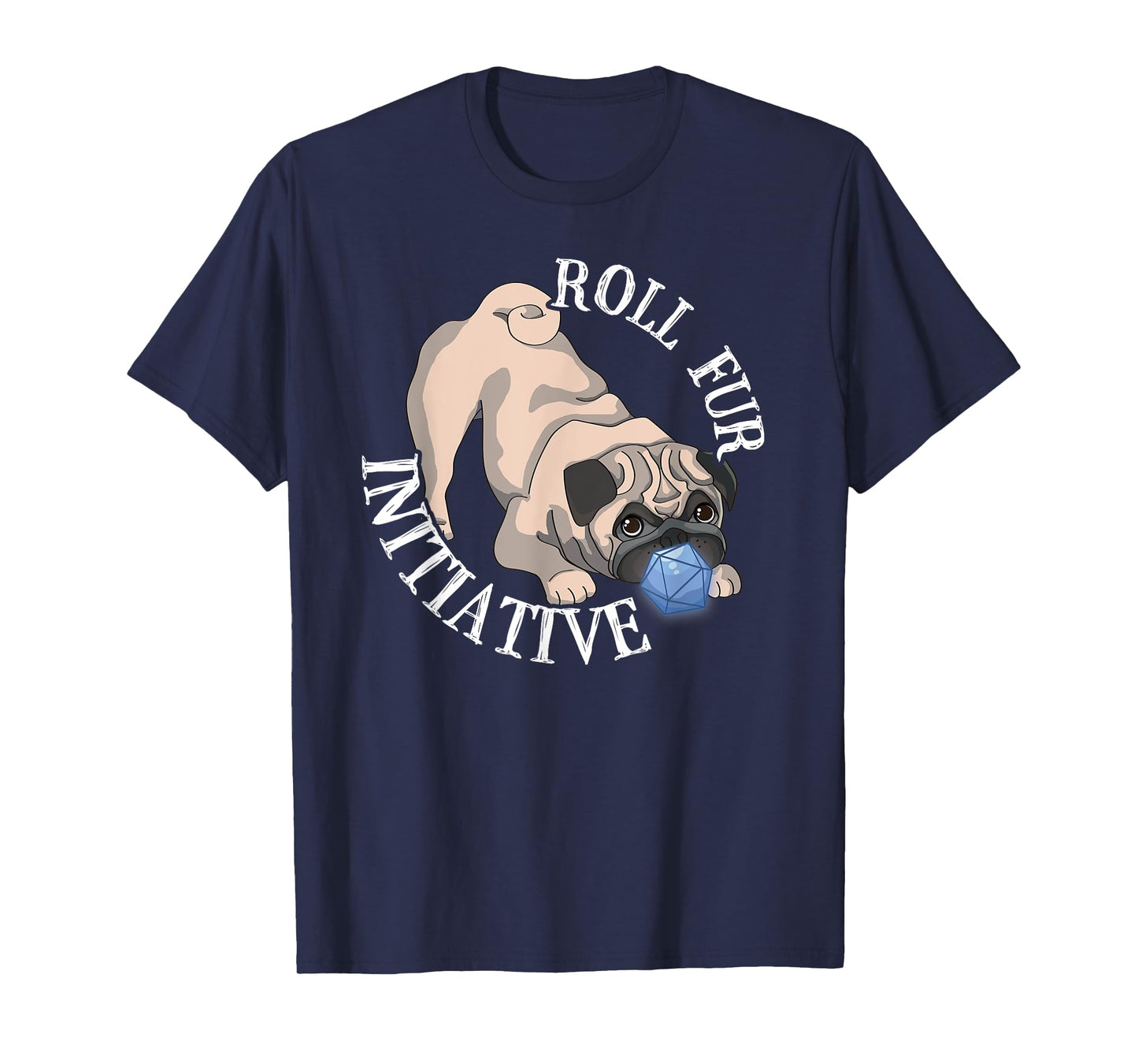 D20 Pug Dog Tabletop RPG Gamer Pun T-Shirt