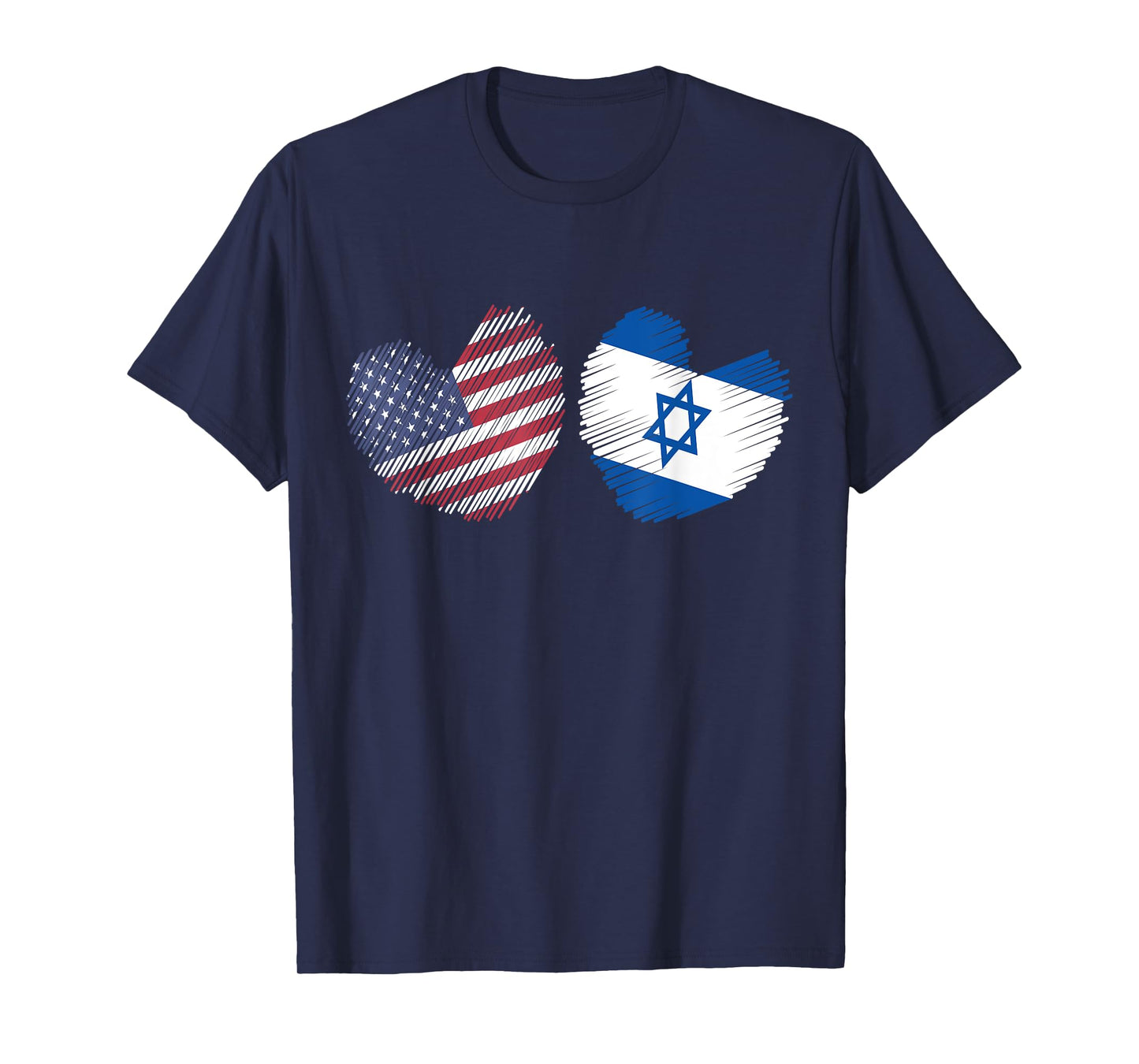 Israel USA Heart American Flag Israeli Flag Love Heart Women Kids Men T-Shirt