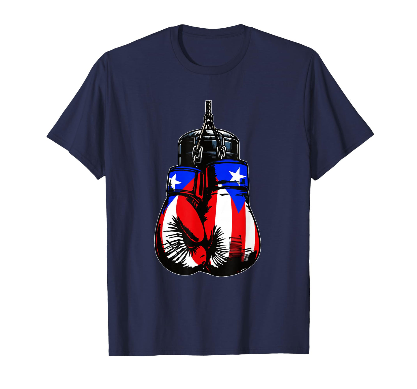 Proud Heritage Puerto Rico Flag Boxing Gloves T-Shirt, Small, Black