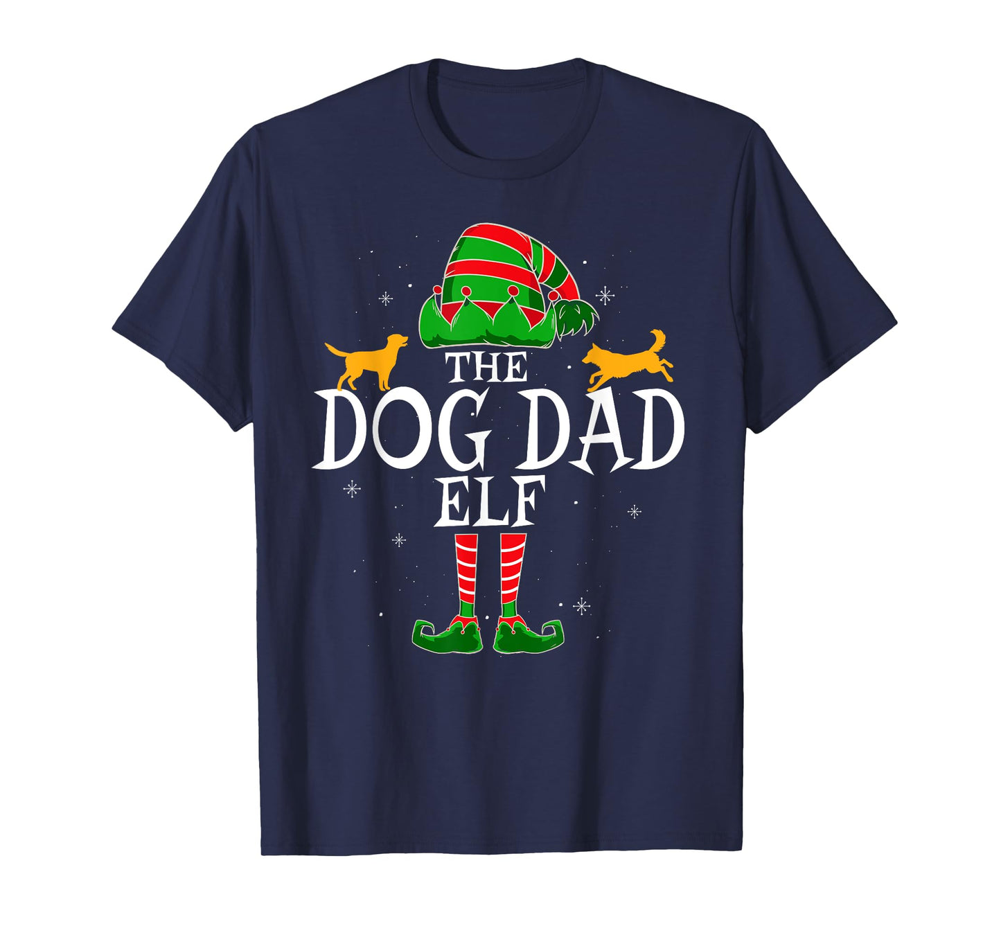 Dog Dad Elf Group Matching Family Christmas Daddy Funny T-Shirt for Men