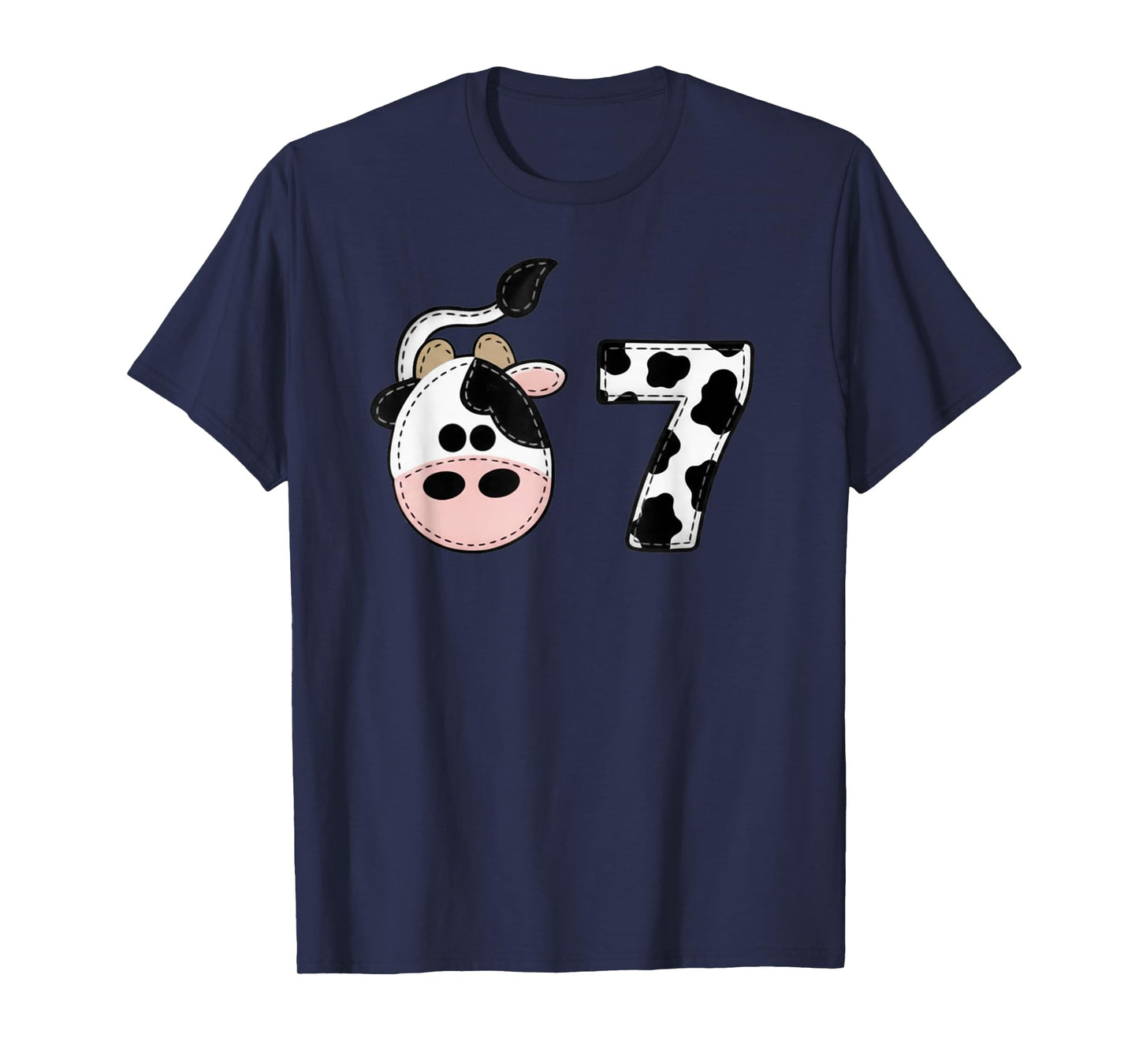 Six Seven 67 Cow Print Numbers 6 and 7 Animal Lovers Farm T-Shirt