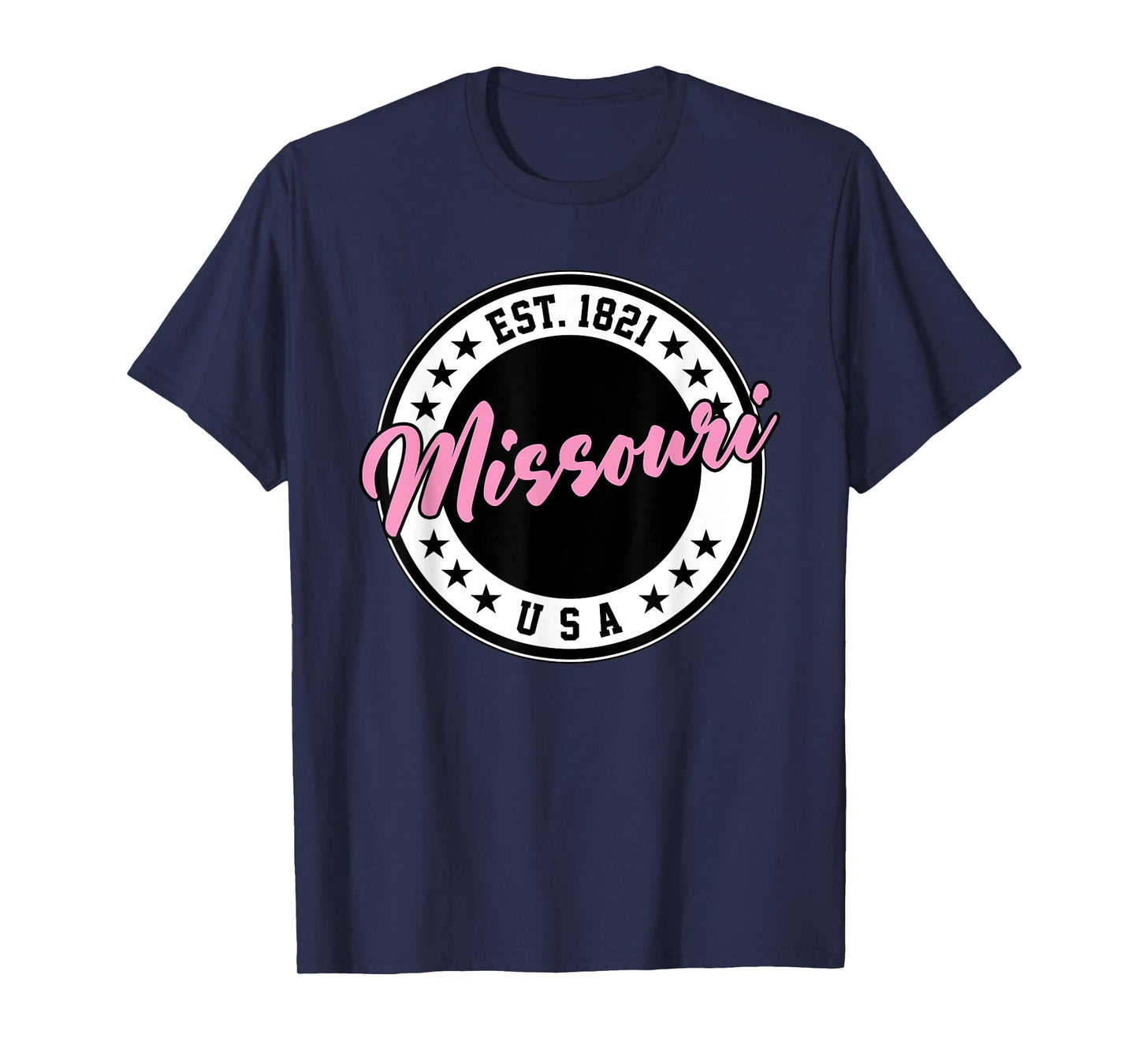 Missouri USA Script Circle Pink Text T-Shirt