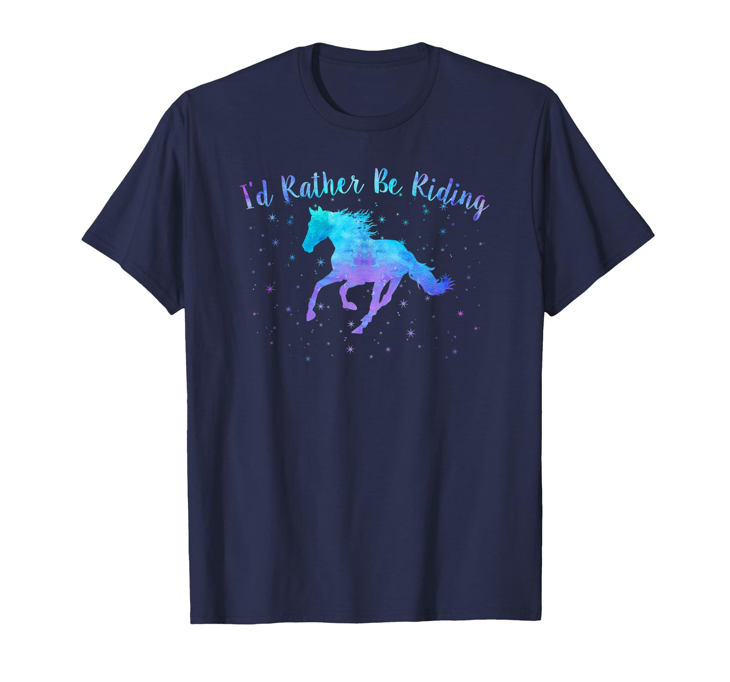 I'D RATHER BE RIDING Horses Teen Girls Women Equestrian Mom T-Shirt