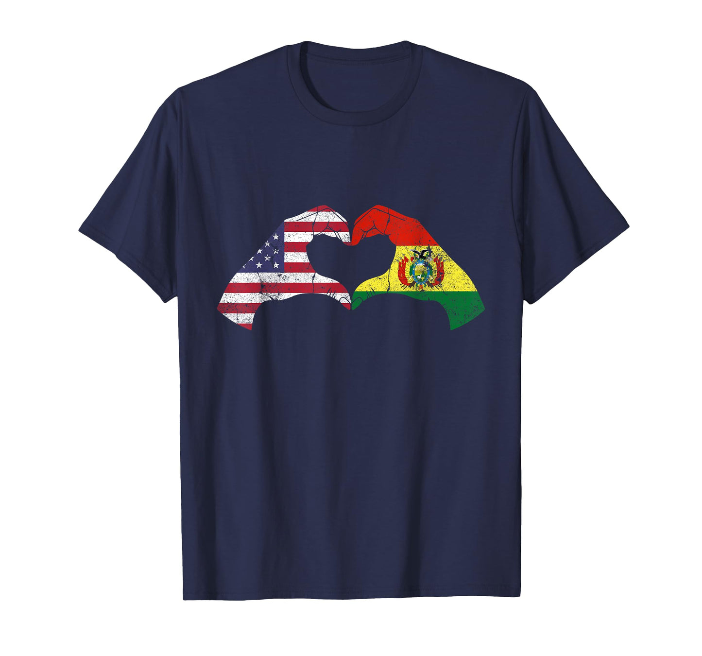 USA Bolivia Hand Flag Heart Bolivian Americans Love T-Shirt