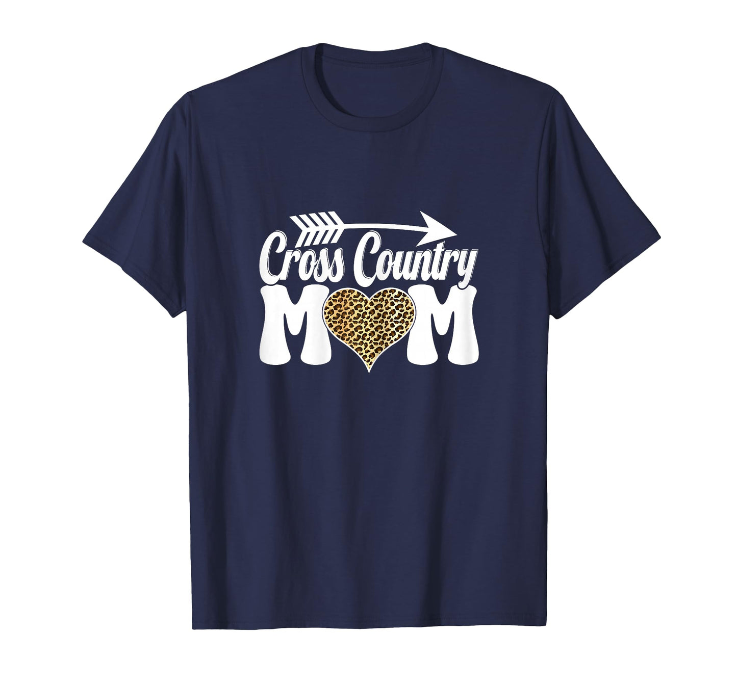 Cross Country Mom Cute Running Heart Leopard Print XC Runner T-Shirt