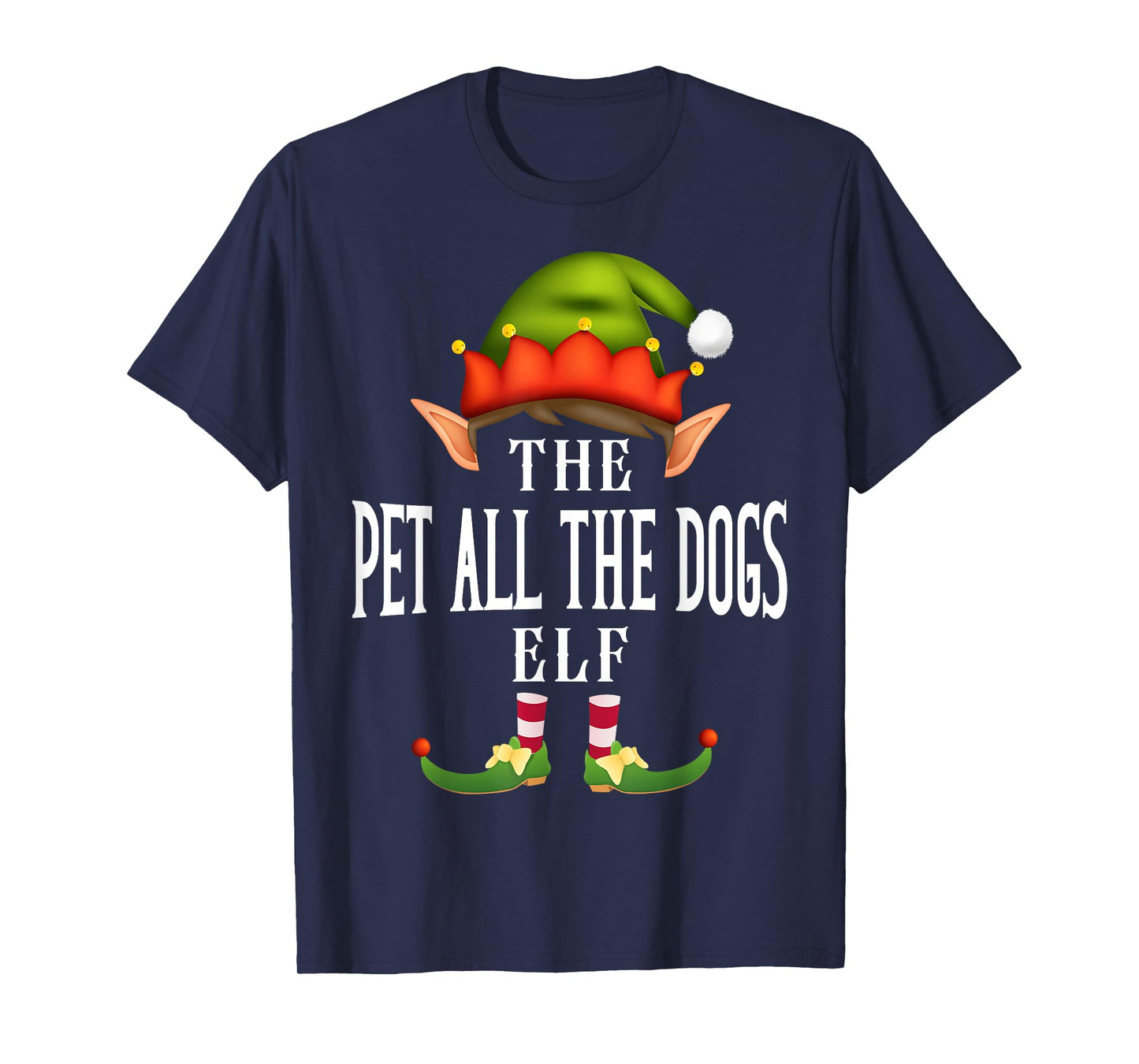 Pet all the dogs Elf Group Funny Christmas Pajama Party T-Shirt