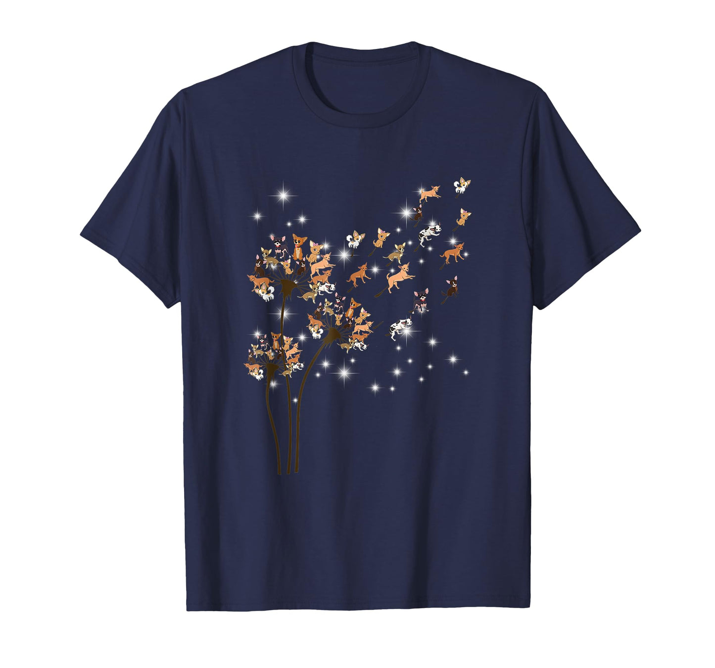 Chihuahua Flower Fly Dandelion Chihuahua Funny Dog Lover T-Shirt