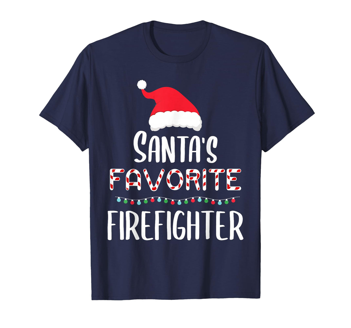 Santas Favorite Firefighter Pajamas Xmas Firefighter Costume T-Shirt