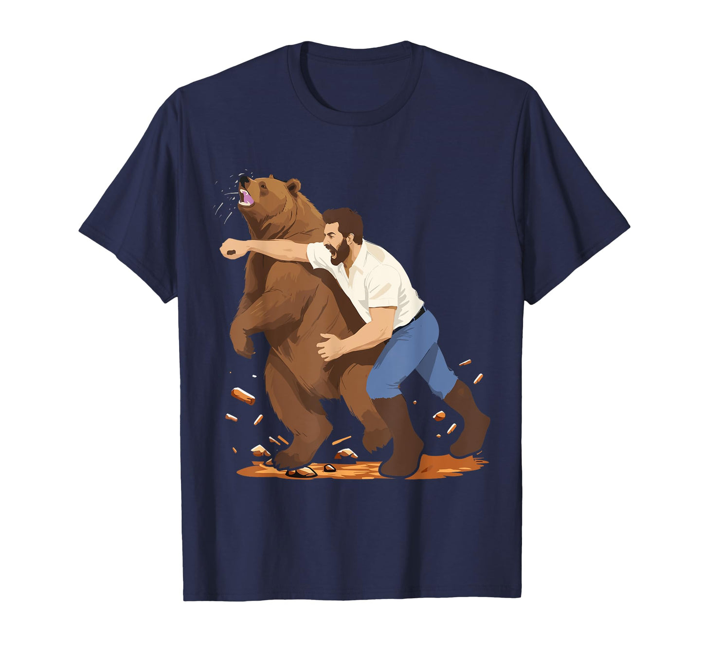 Man Punching Bear Funny Wilderness T-Shirt