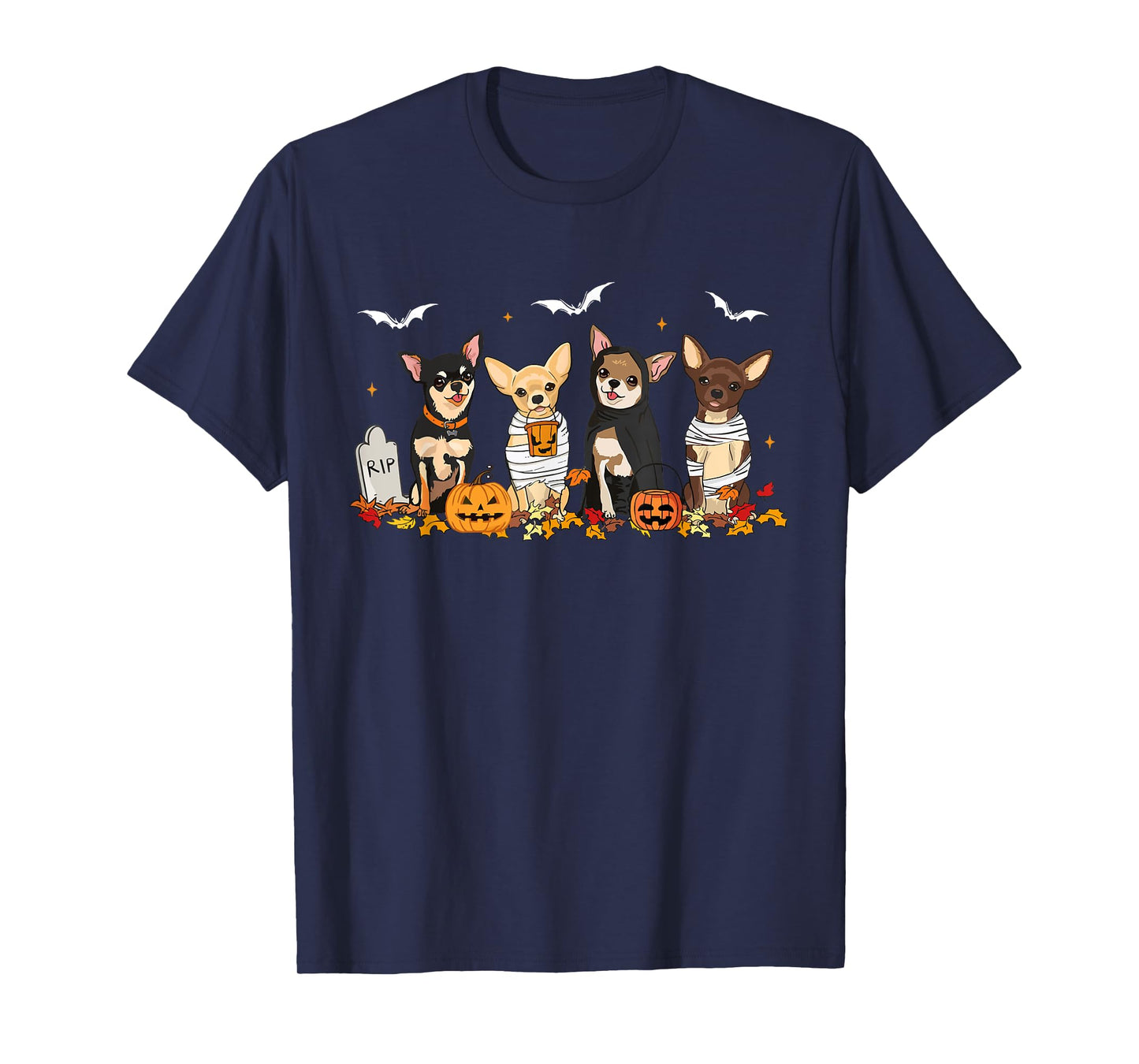 Funny Pumpkin Ghost Chihuahua Halloween Chihuahua Dog Mom T-Shirt for Men Women