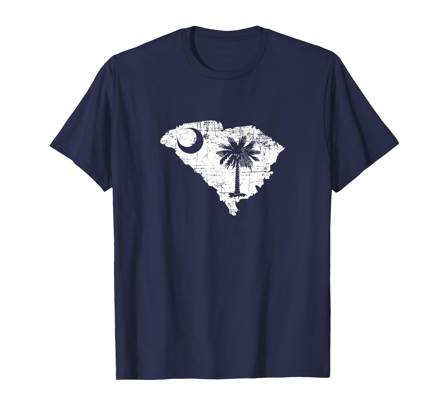 Distressed White South Carolina State Flag Outline T-Shirt T-Shirt