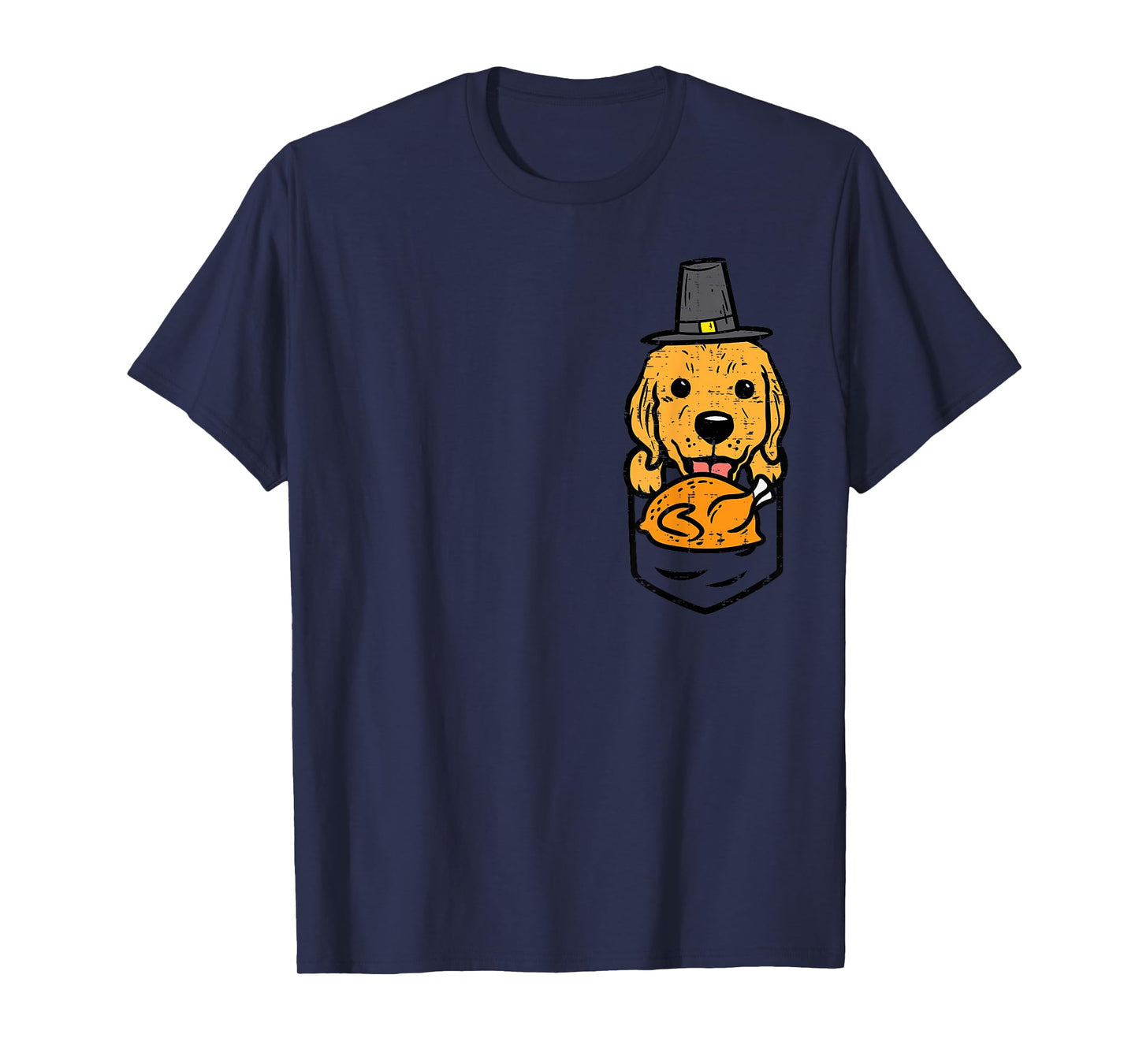 Pocket Pilgrim Golden Retriever Turkey Cute Thanksgiving Dog T-Shirt