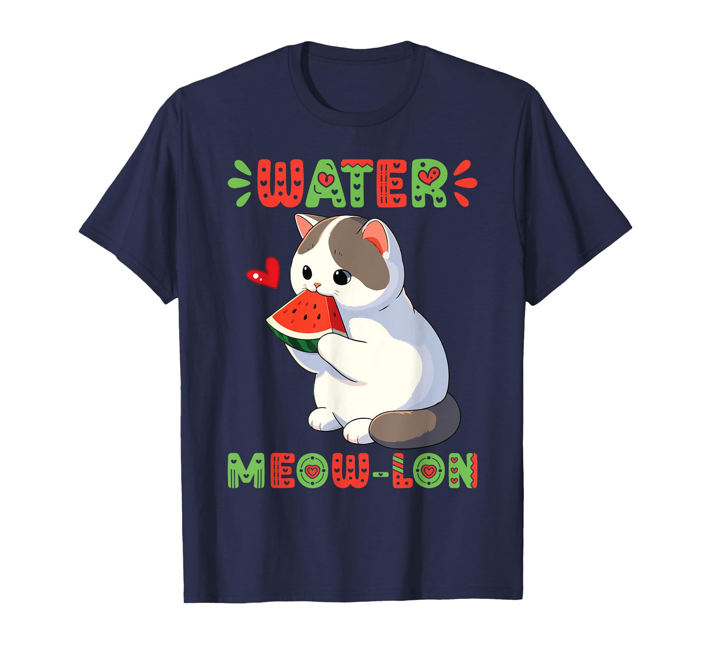 Munchkin Cat Eating Watermelon Summer Vibes Watermeowlon Day Men Women Kids T-Shirt