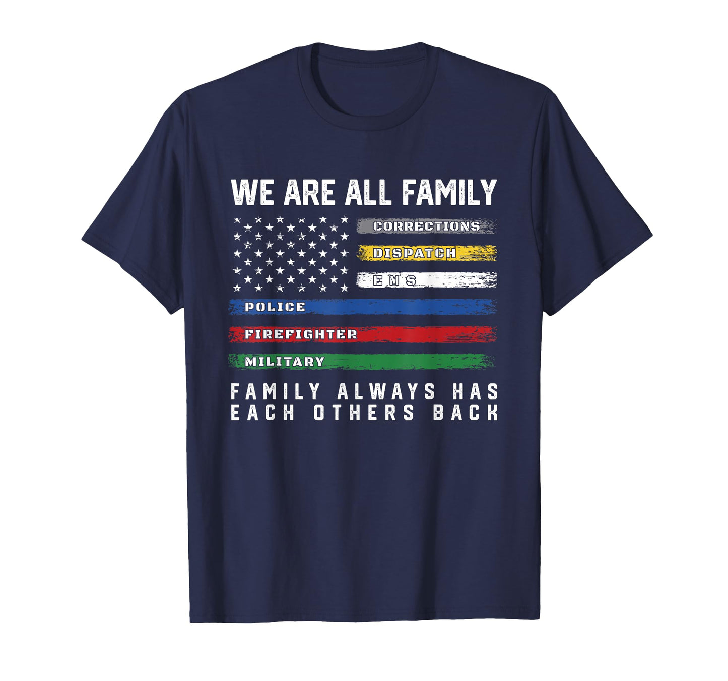 Thin Line Flag USA American Flag Gift - We are All Family T-Shirt
