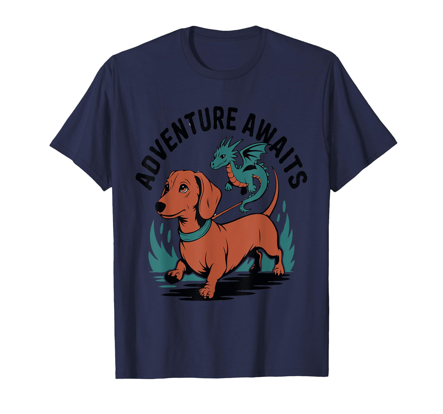 Dachshund and Dragon Silhouette for Dog Lovers Funny Fantasy T-Shirt