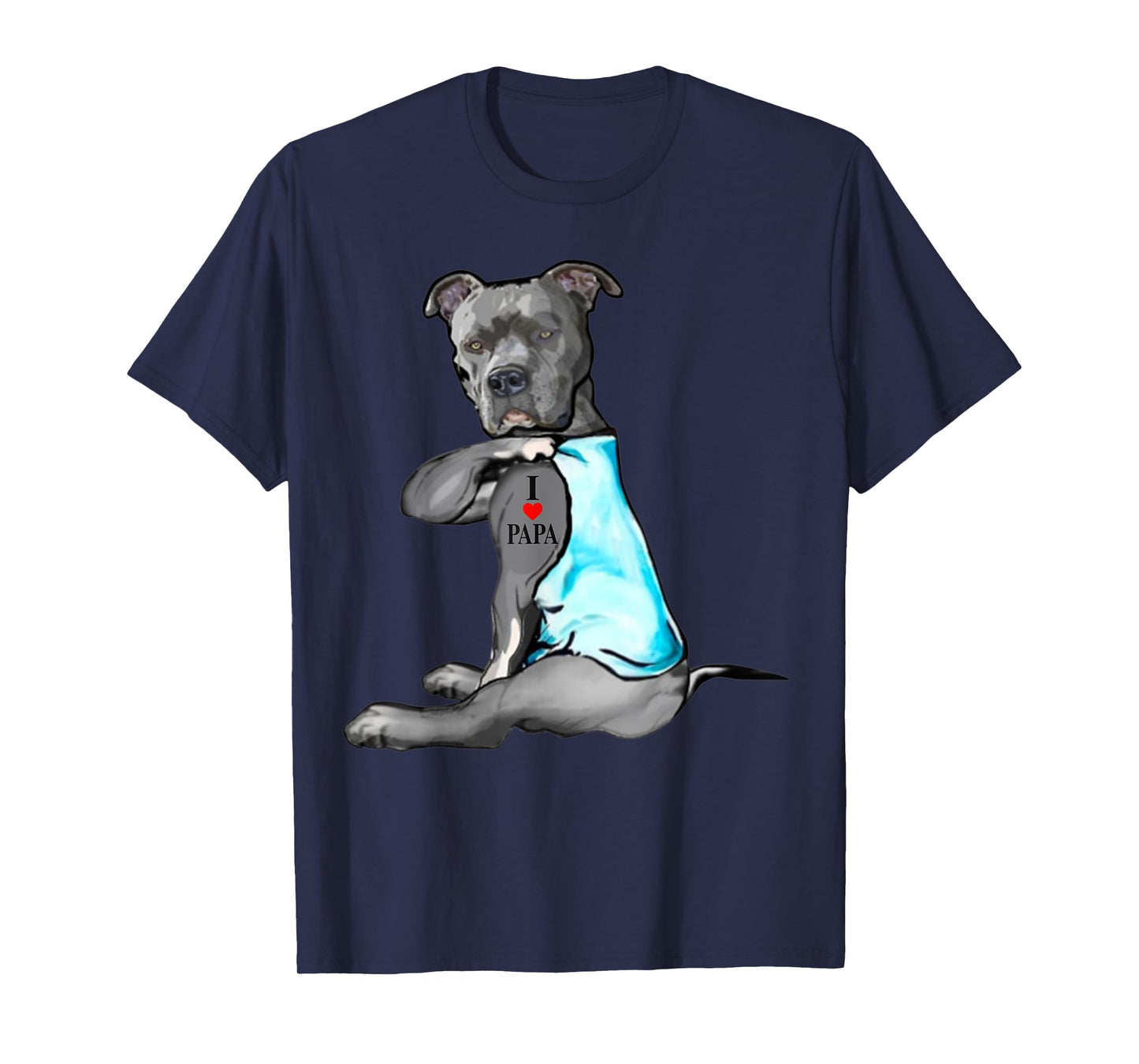 Pitbull Dog I Love Papa Tattoo Father's Day Dogs Lovers Men Women T-Shirt