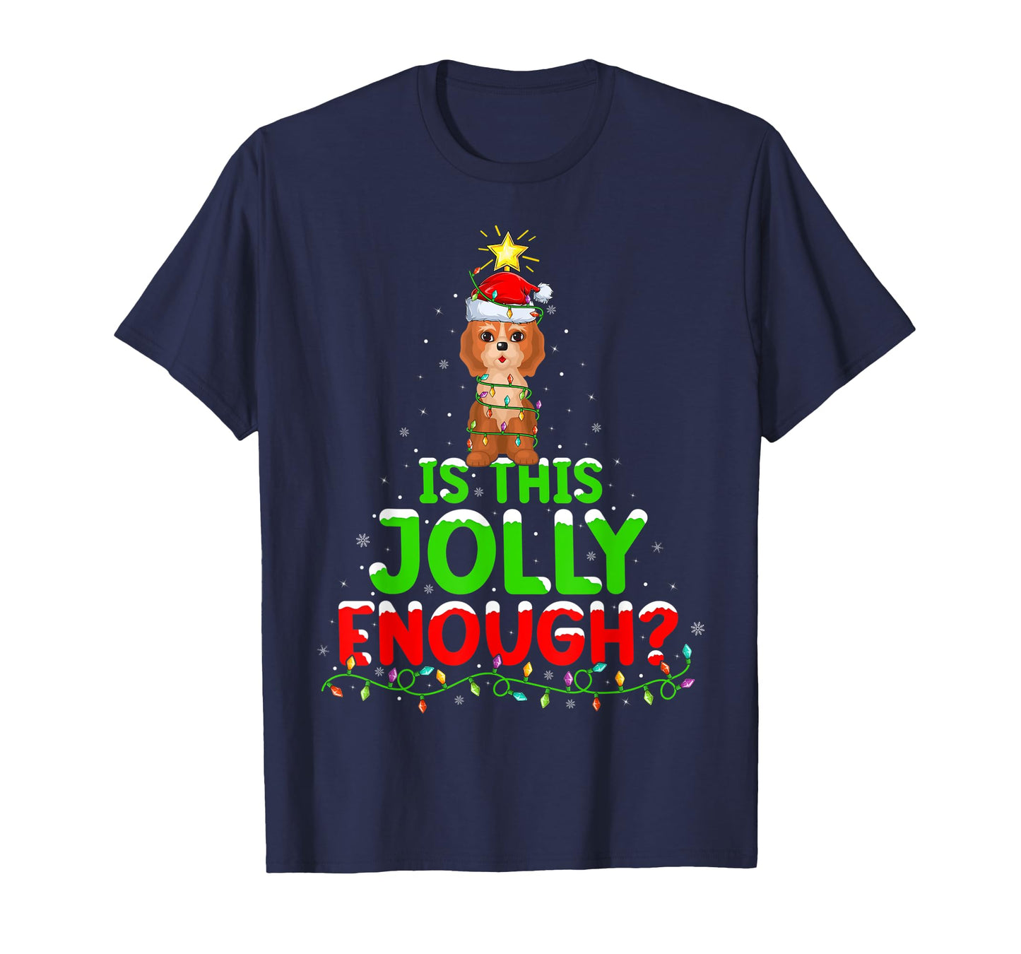 Xmas Lighting Is This Jolly Enough Cockapoo Christmas Tree T-Shirt