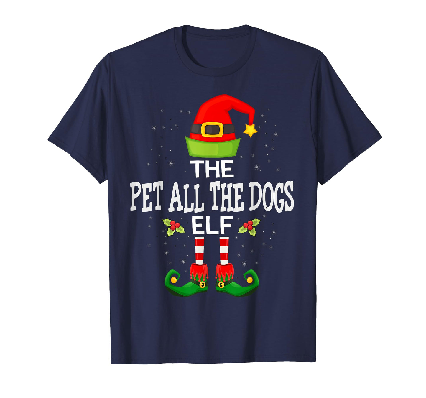 The Pet All The Dogs Elf Christmas Family Matching Pajama T-Shirt
