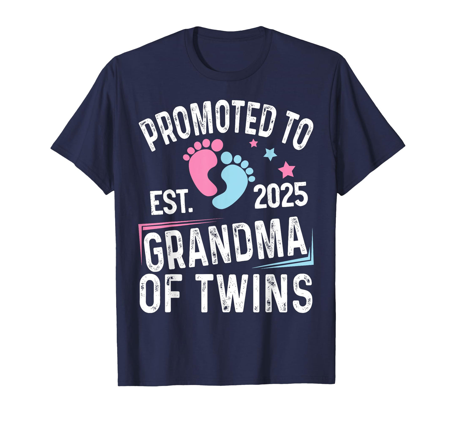 Promoted To Grandma Of Twins Est 2025 Baby Shower T-Shirt