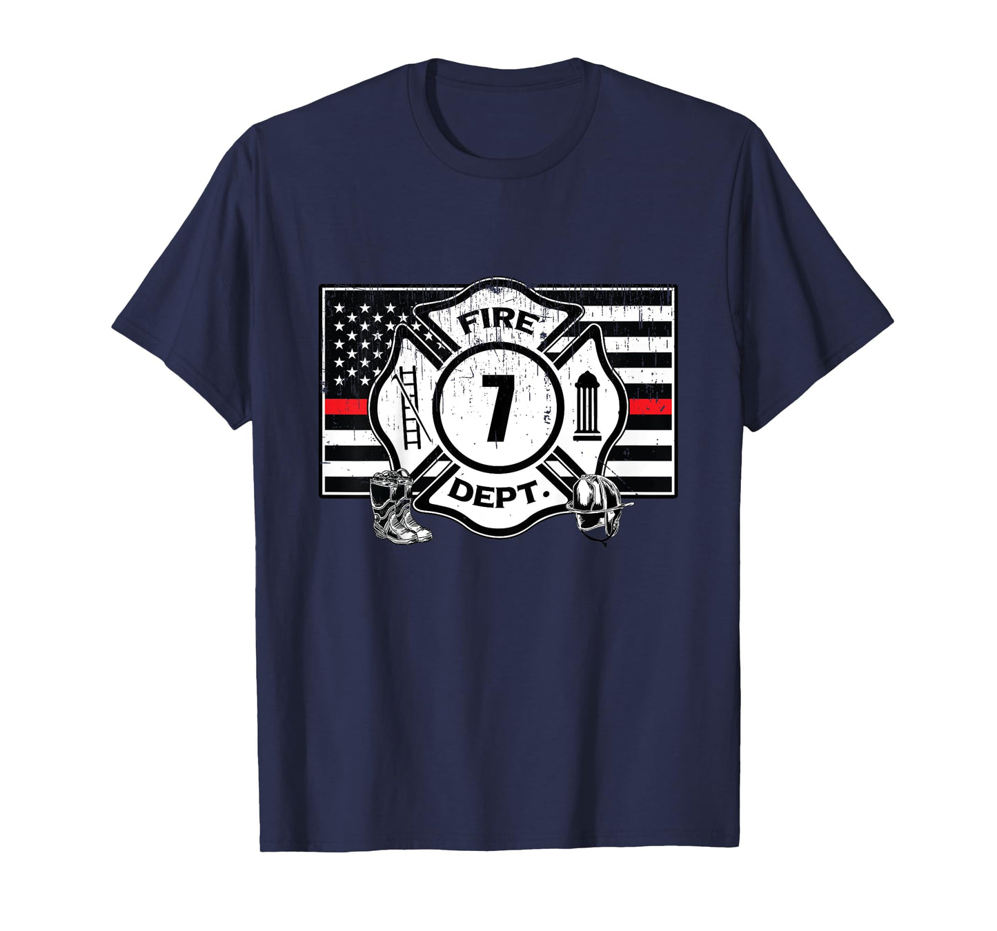 7th Birthday Firefighter Fire Truck 7 Year Old T-Shirt
