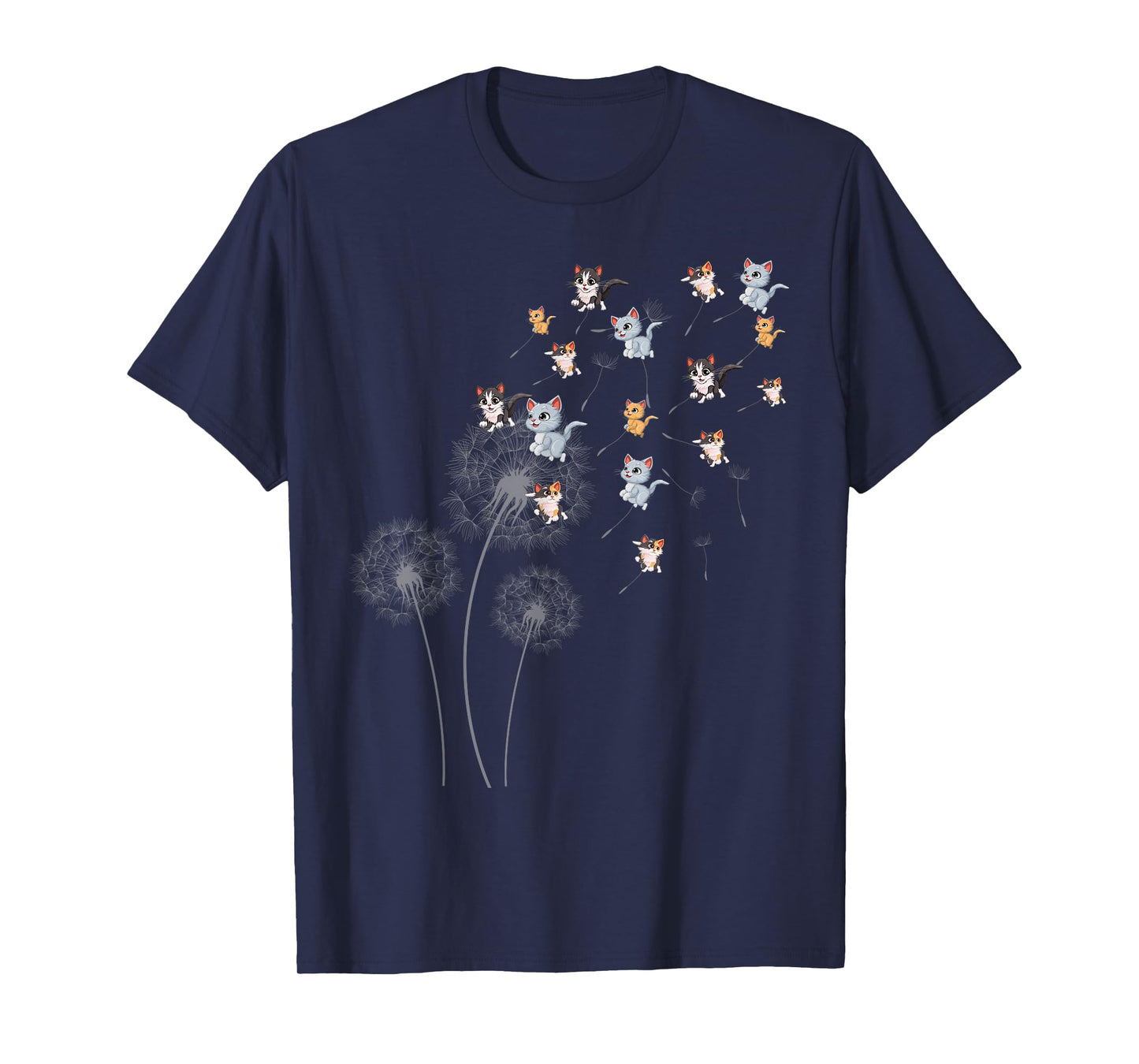 Cat Cat For Women Girls Cute Dandelion Flower T-Shirt
